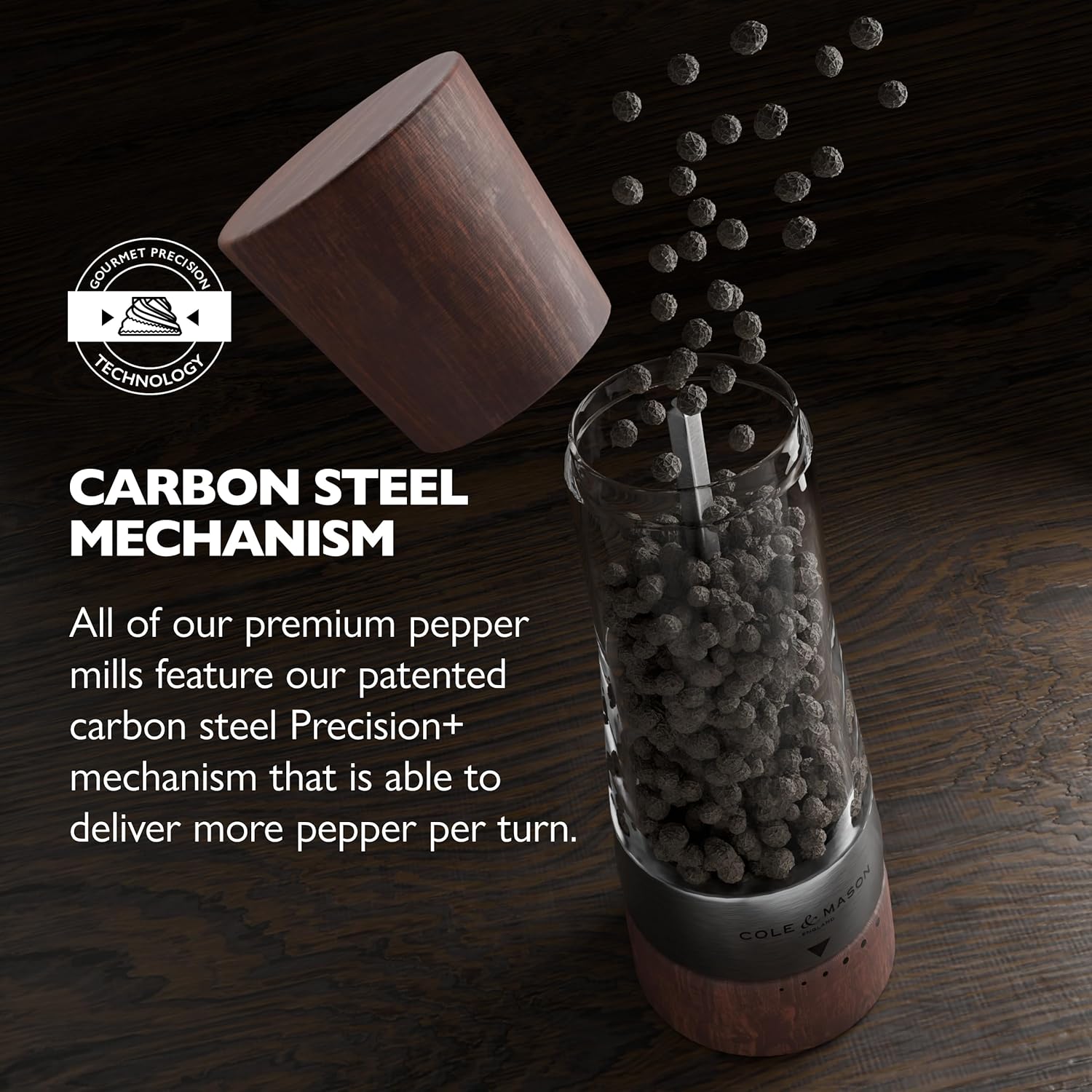 Cole & Mason Derwent Salt and Pepper Grinder Set - Refillable Salt & Pepper Grinder Set with Gourmet Precision Mechanisms - Kitchen Accessories for Cooking - Gift Set, Forest Wood