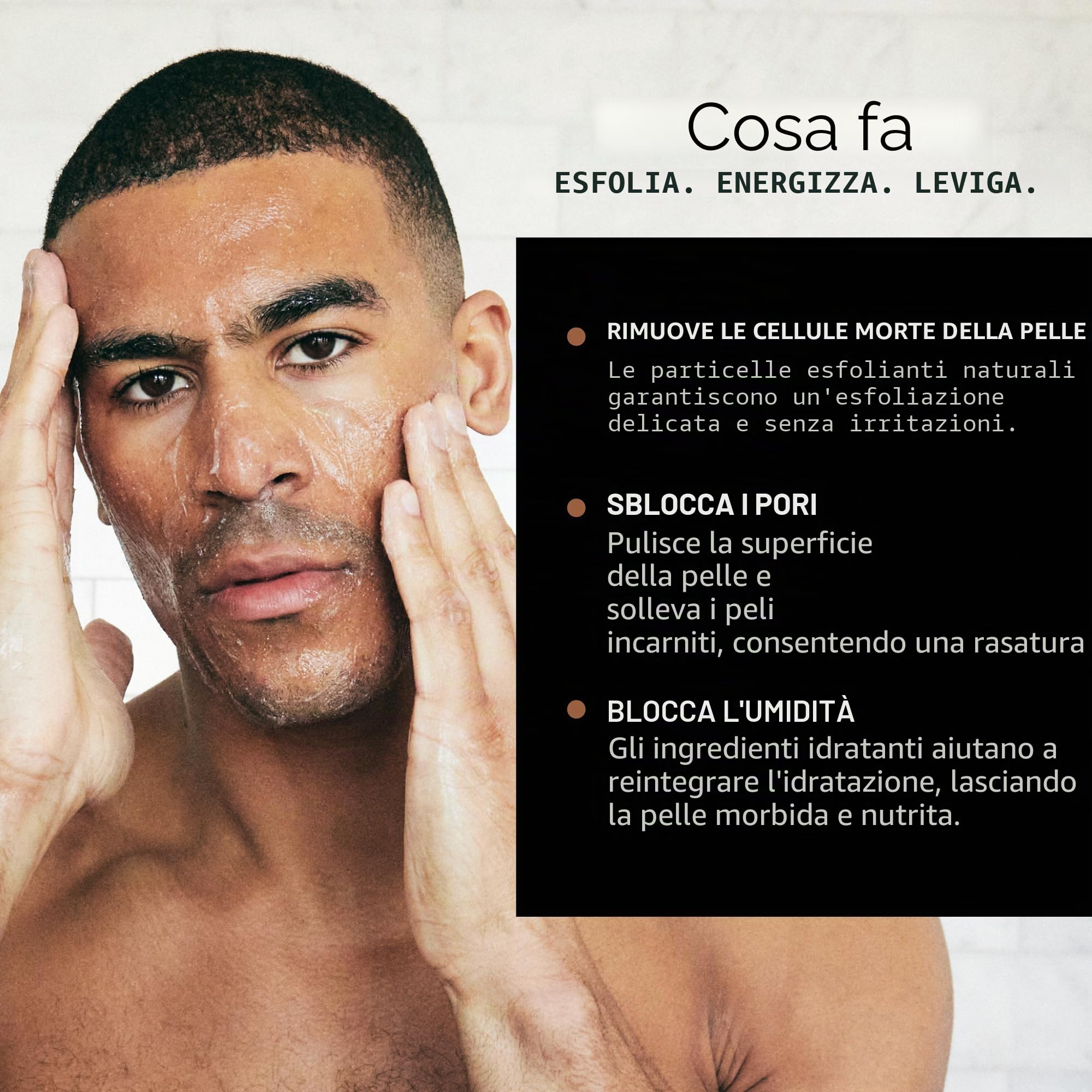 Brickell Men's Scrub Viso Rinnovatore per Uomo, Naturale e Biologico, Scrub Viso Esfoliante Formulato con Perline di Jojoba, Extra di Caffè e Pomice, 118ml, Profumato