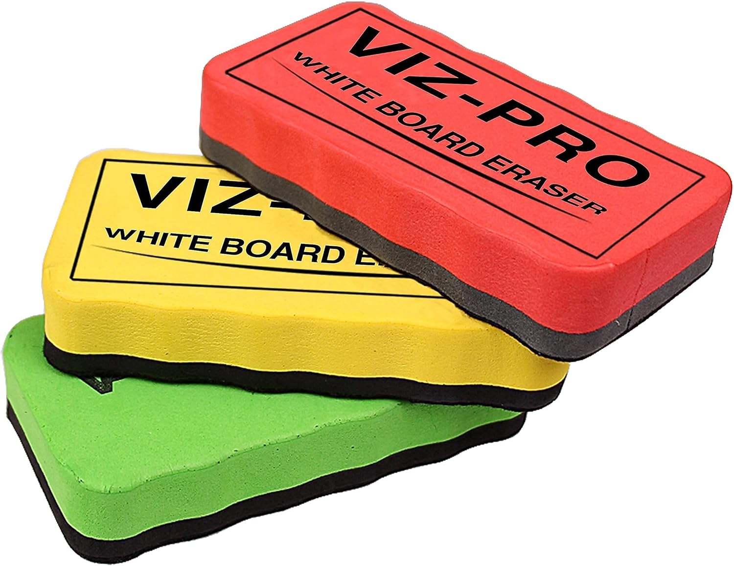 VIZ-PRO Magnetic Dry Erase Board 36 X 24 Inches, Silver Aluminium Frame, with 3 Colored Erasers and 12-Count Dry Erase Markers