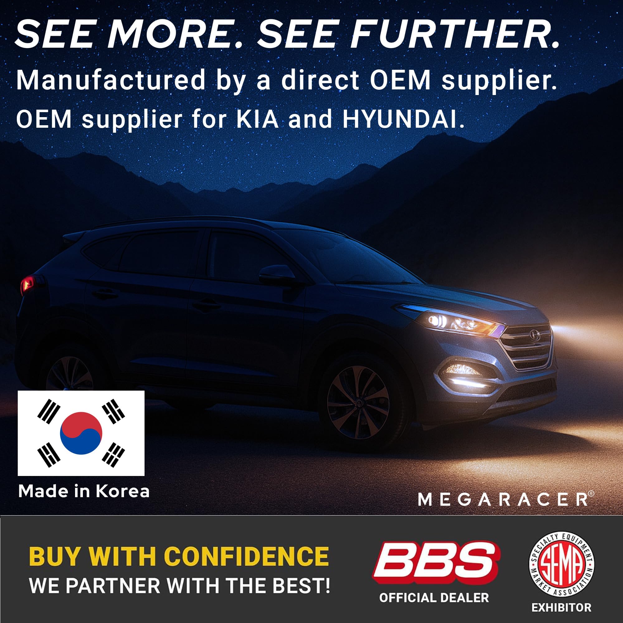 Mega Racer Premium OEM H11 Halogen Headlight Bulb (Low Beam) - Street-Legal & DOT Compliant for On-Road Use, Automotive Head Light Replacement for Car, 12V 55W, Plug & Play, Pack of 2 - Made in Korea — view 7