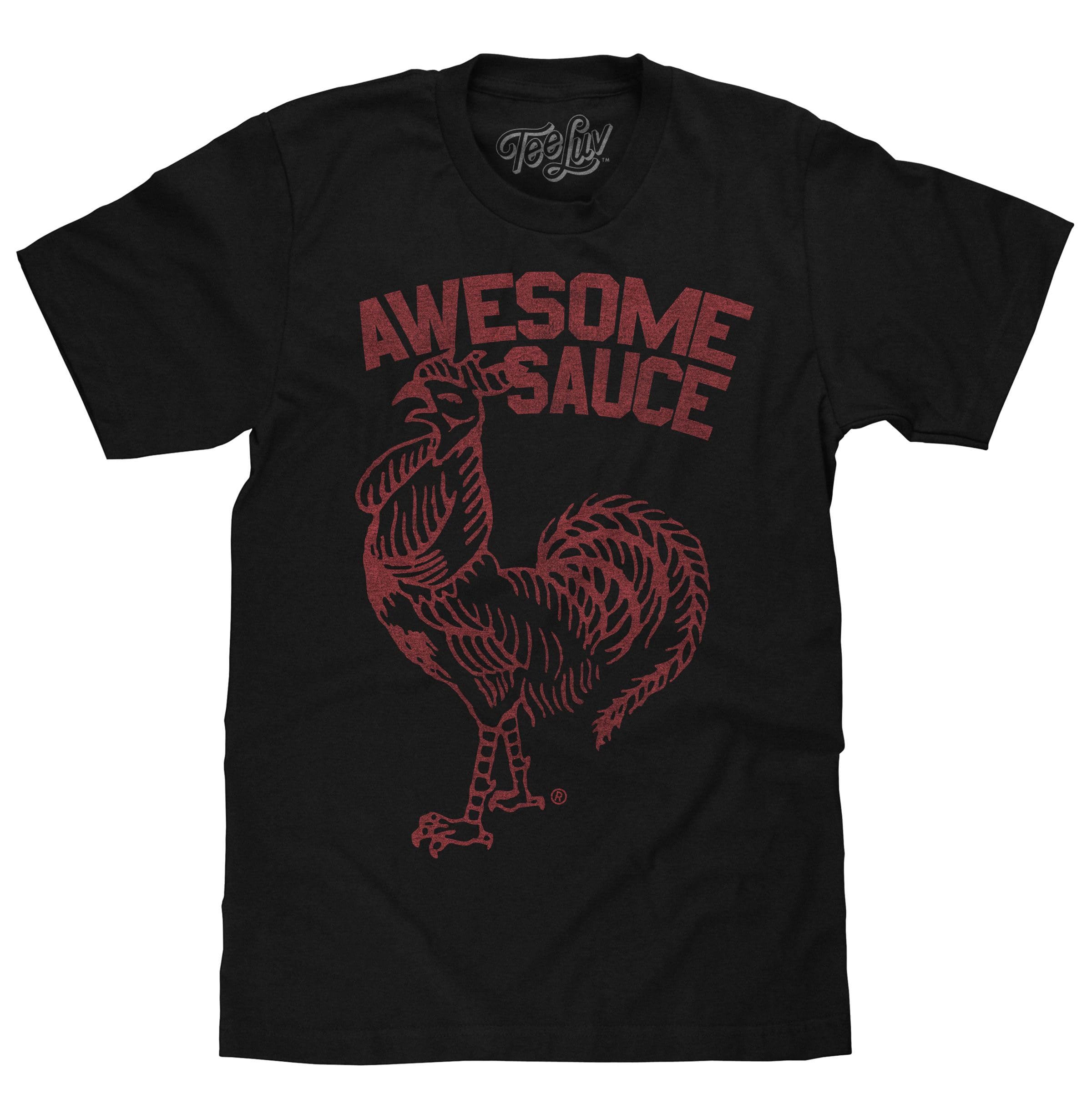 Tee Luv Men's Sriracha Awesome Sauce Shirt - Faded Sriracha Rooster T-Shirt
