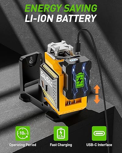 Miniatura 6 de Nivel láser autonivelante 901CG 360, láser verde de línea cruzada de 148 pies, línea vertical horizontal de 360 x 130