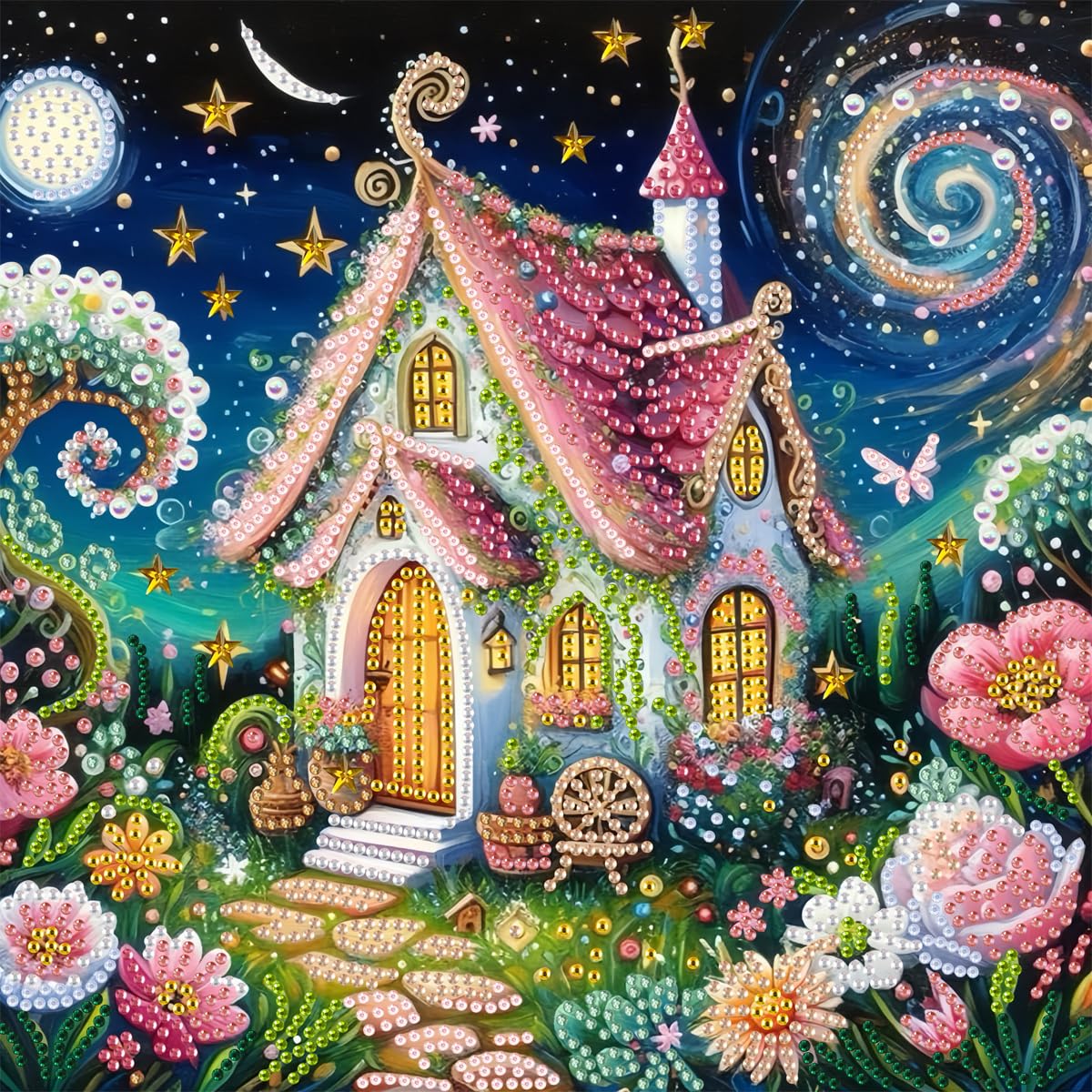GEMFAMILY Diamond Painting Kits for Adults, Special Shape Diamond Painting Kits for Beginners, 5D Flowers for Home Wall Decor, 11.8x11.8 inch-image-24