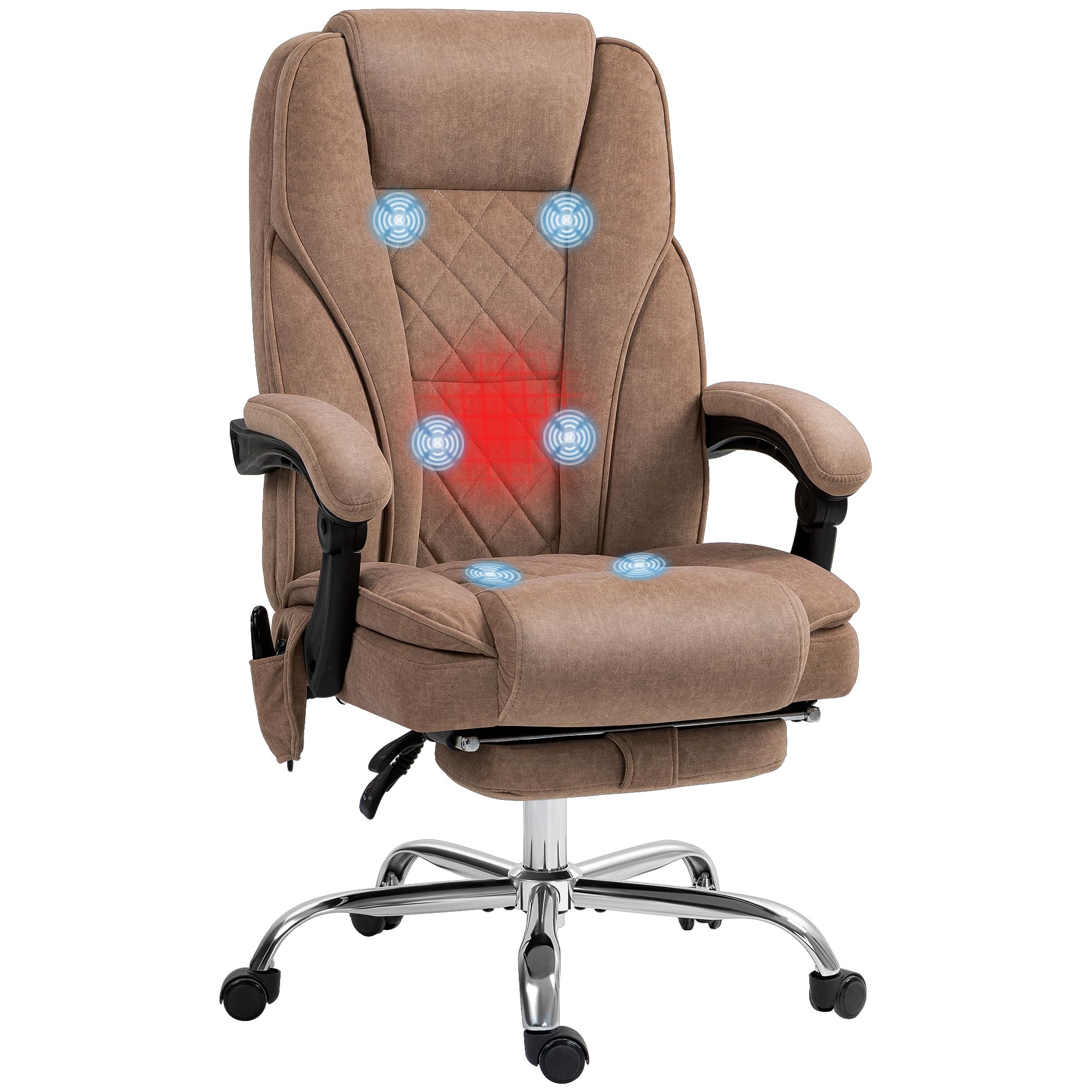 Vinsetto Massage Office Chair Footrest 6-Point Massage Heat Brown