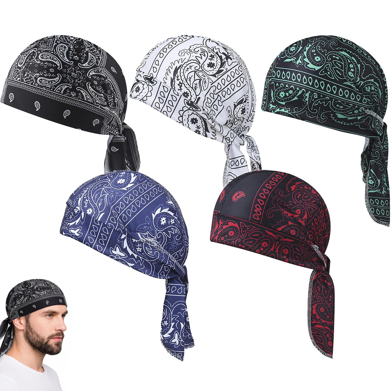 Kühlende Paisley-Kopfstückkappe, Kühlendes Bandana, Kopftuch, Motorradhelm Innenfutter, Elastische Passform Radsportmütze, Kopftuch Piraten, für Sommer, Outdoor, Sport, Reiten, Laufen