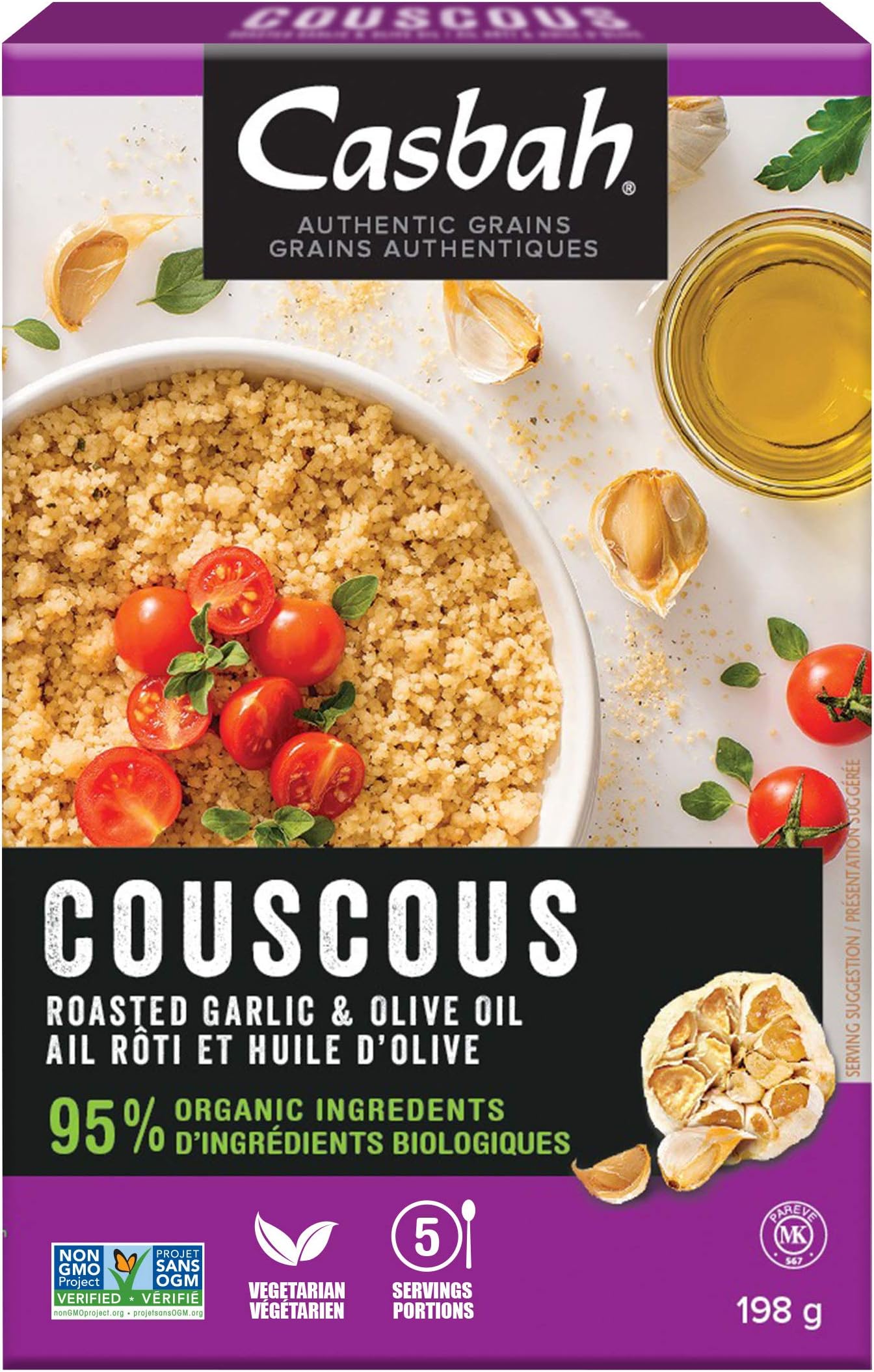 Casbah Couscous, Organic Roasted Garlic & Olive Oil, 7 Ounce (Pack of 12)