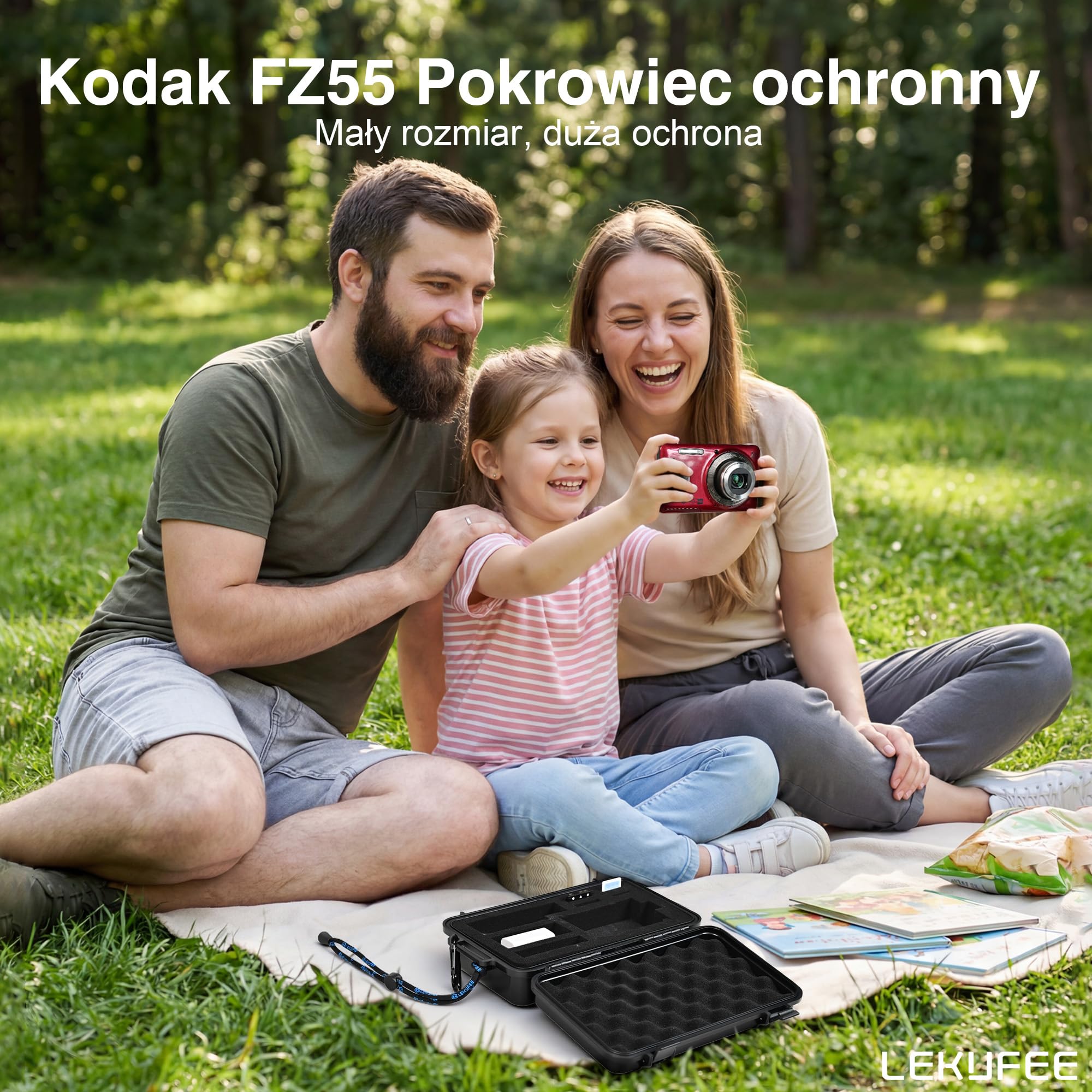 Lekufee Podróżne wodoodporne twarde etui do Kodak PIXPRO FZ55 lub FZ45, baterii i akcesoriów (tylko torba)