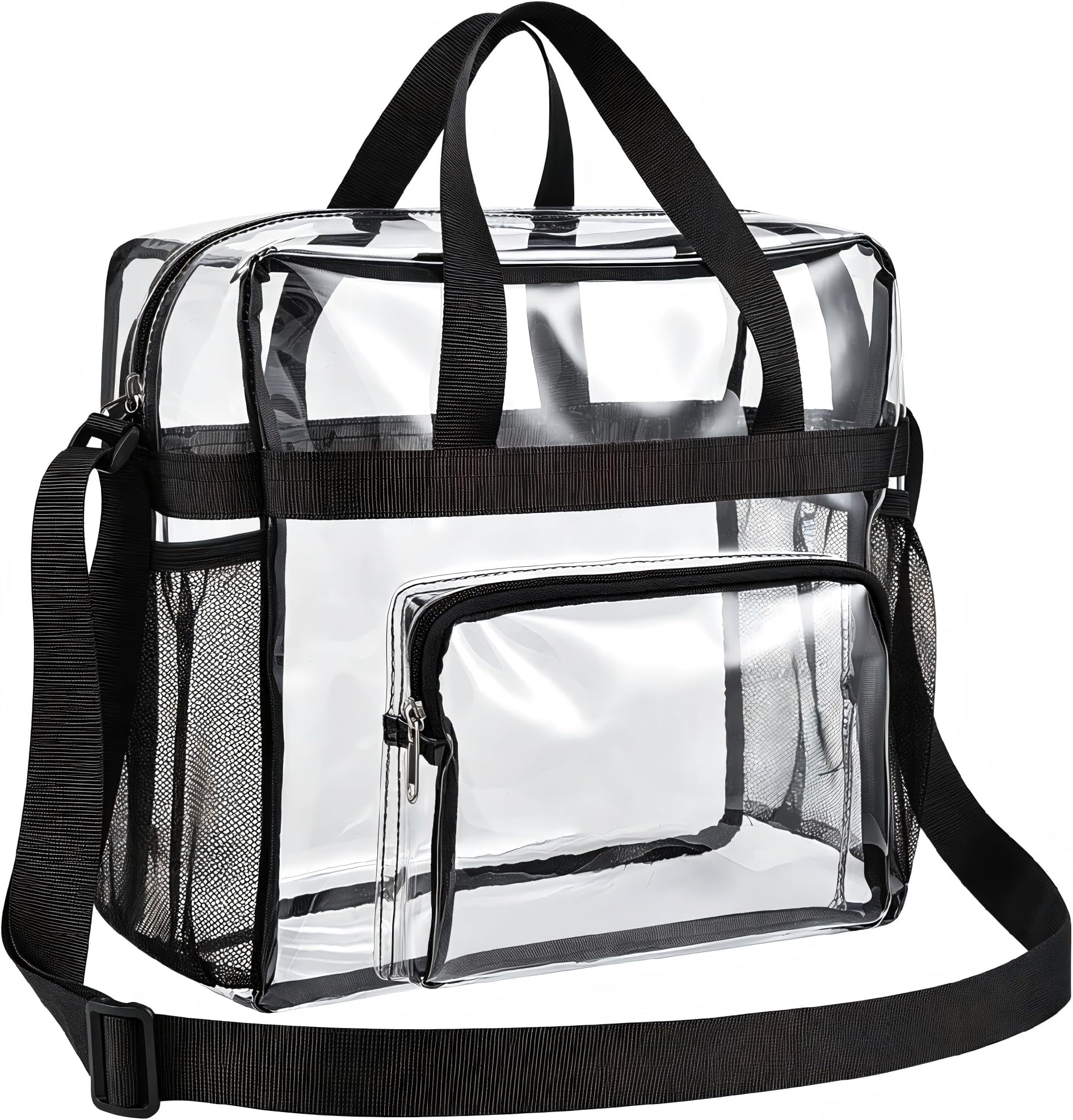 Clear Tote Bag Stadium Approved, Game Day Satchel Bag with Non-detachable Reinforced Strap for Concert, Work, Sport