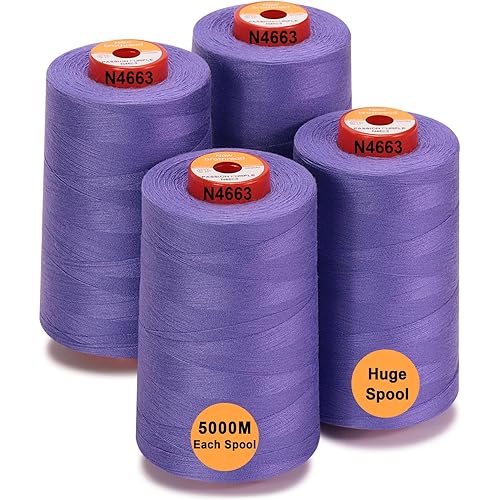 New brothread - 30 Options - 4 Large Cones of 5500Y (5000M) Each All Purpose Spun Polyester Thread 40S/2 (Tex27) for Serger, Overlock, Quilting, Piecing and Sewing - Passion Purple