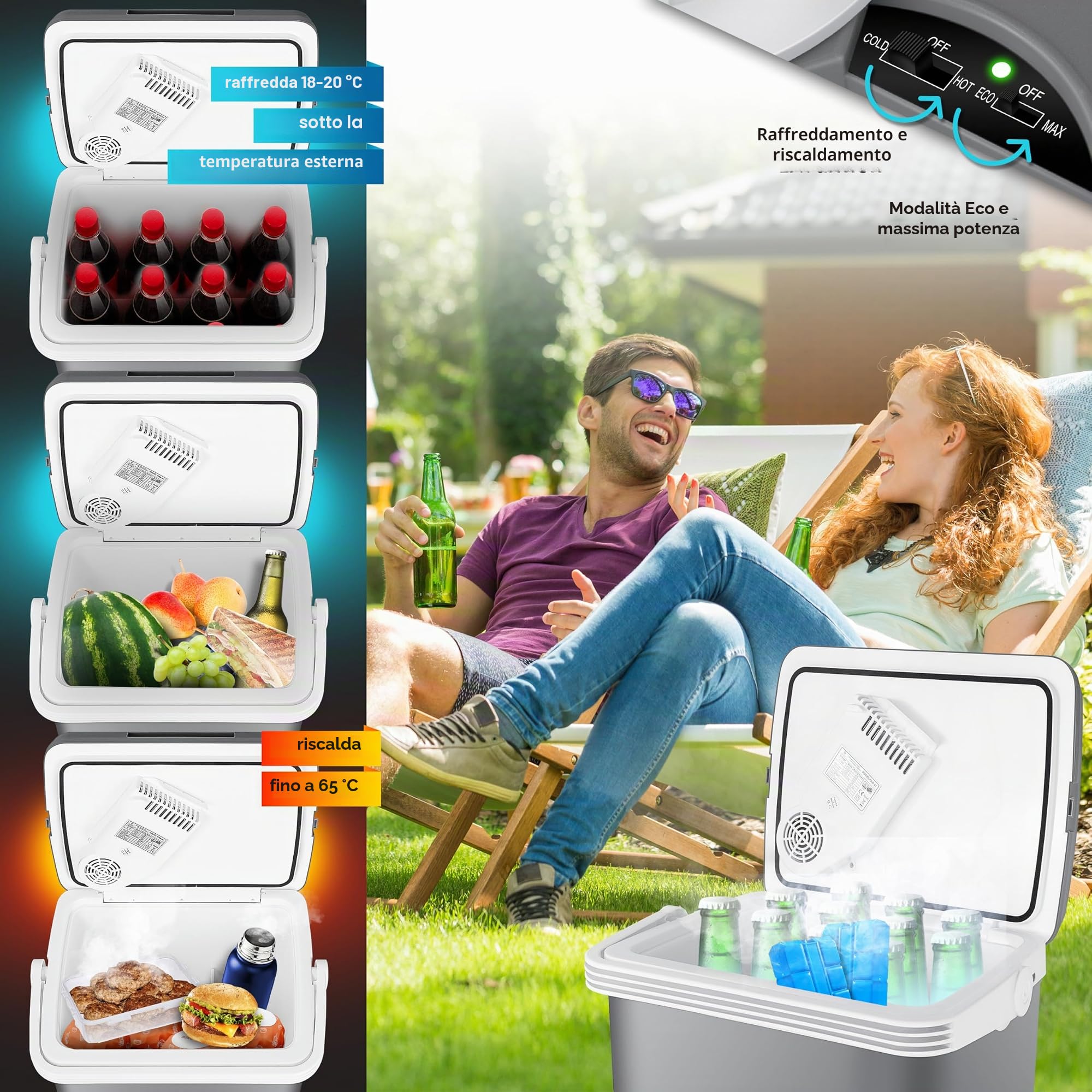 KESSER® Frigorifero 32 Litri | Raffreddamento e Riscaldamento | Frigorifero termoelettrico 12 Volt e 230 Volt | Minifrigo | per Auto e Campeggio |incl. Pacchetti di raffreddamento | EEK A++