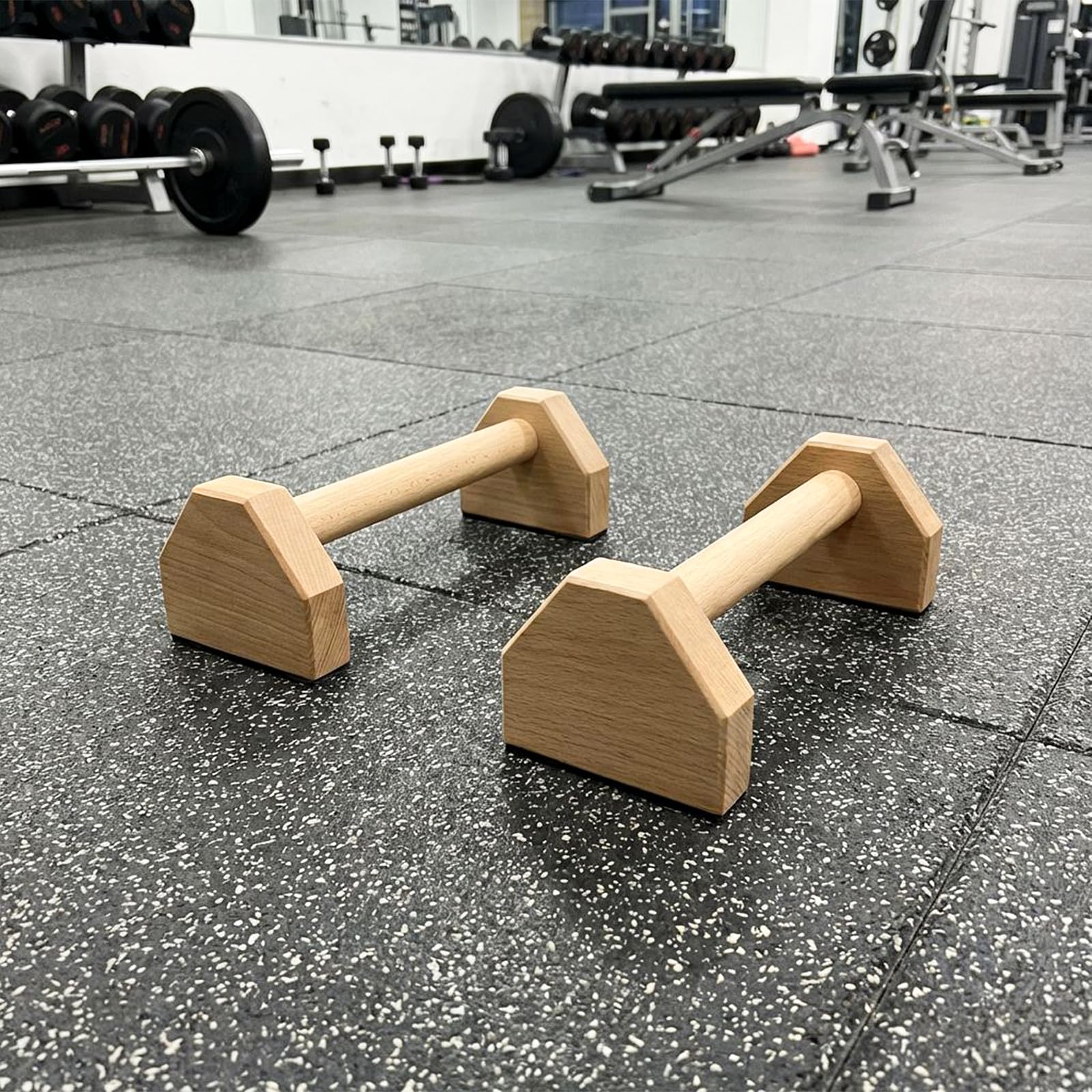Lot de 2 Barres Parallèles en Bois (25cm), Parallèles Ergonomiques, Antidérapantes Durables, Barres Push up en Bois, Barre Parallèle Calisthenics pour Gymnastique, Fitness, Musculation