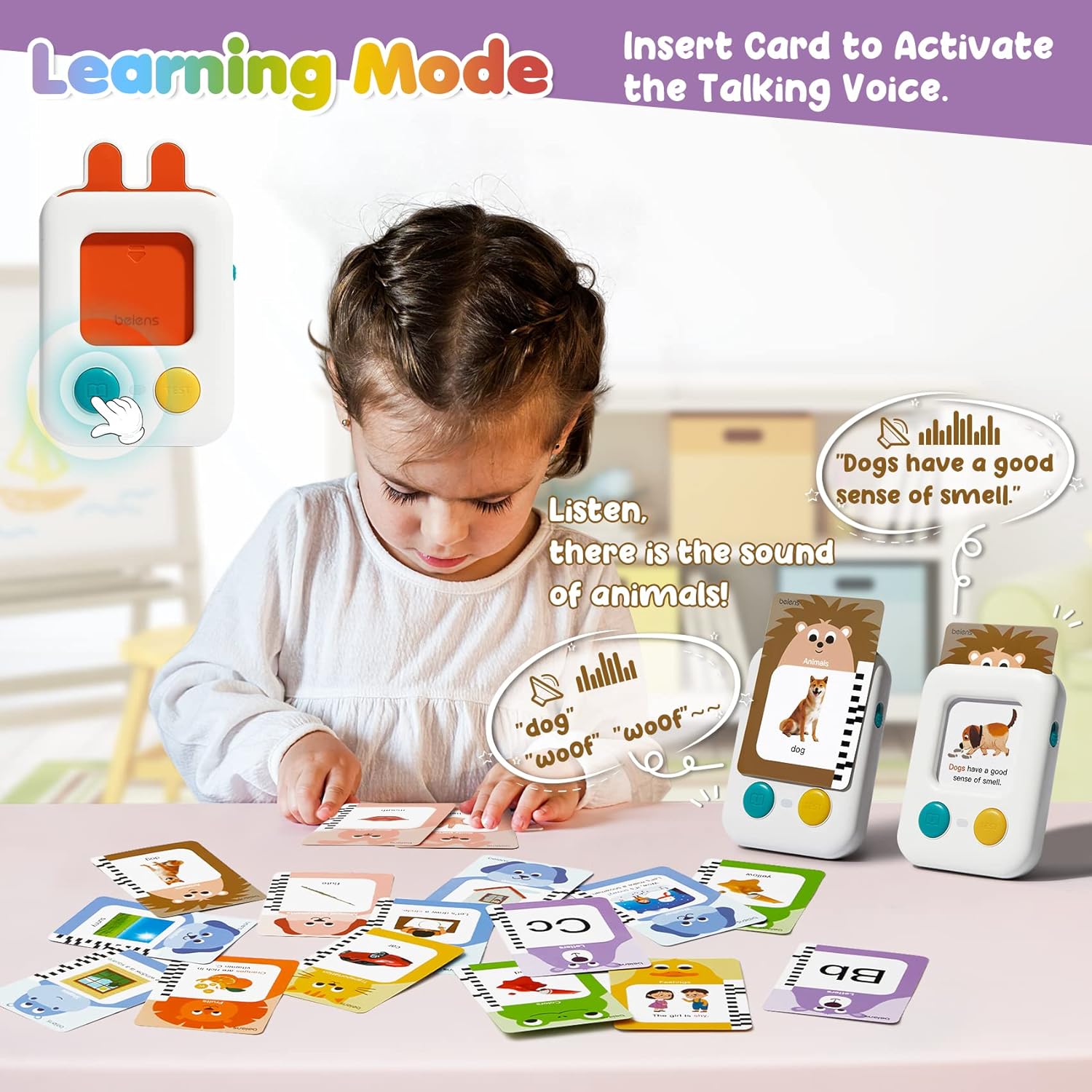 beiens Premium Talking Flash Cards for Toddlers 2-6 Years | Eco Friendly Child-Safe Materials | Award-Winning Speech Therapy Toys | Montessori ABC Learning System + Autism Sensory Development Tools