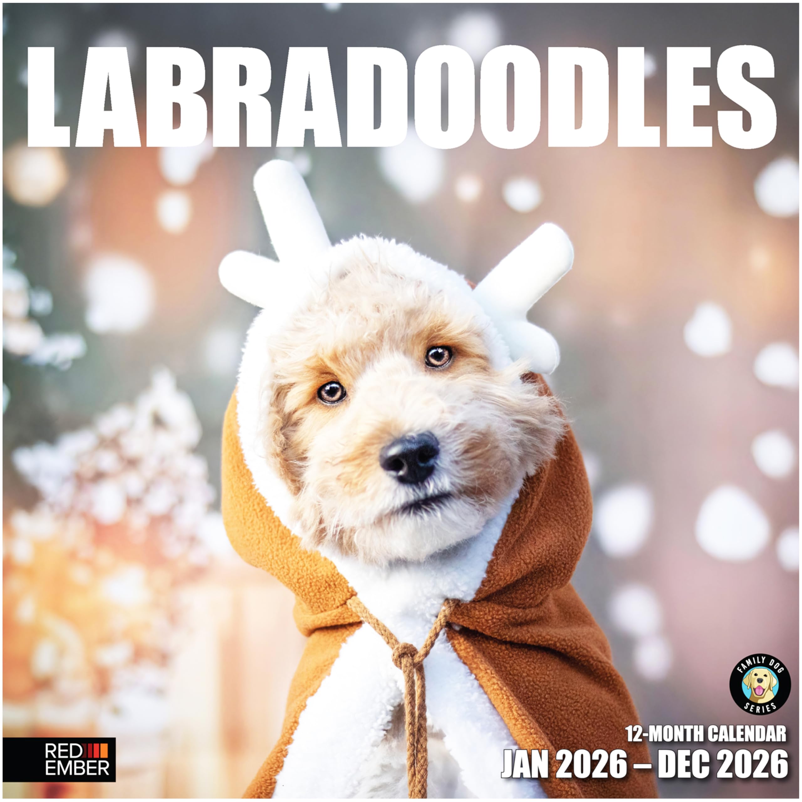 RED EMBER Labradoodles 2026 Wall Calendar 12 Month | 12" x 24" Open | Thick &amp; Sturdy Paper | Giftable | Cute Labrador Retriever Poodle Puppy Dog Calendar 2026