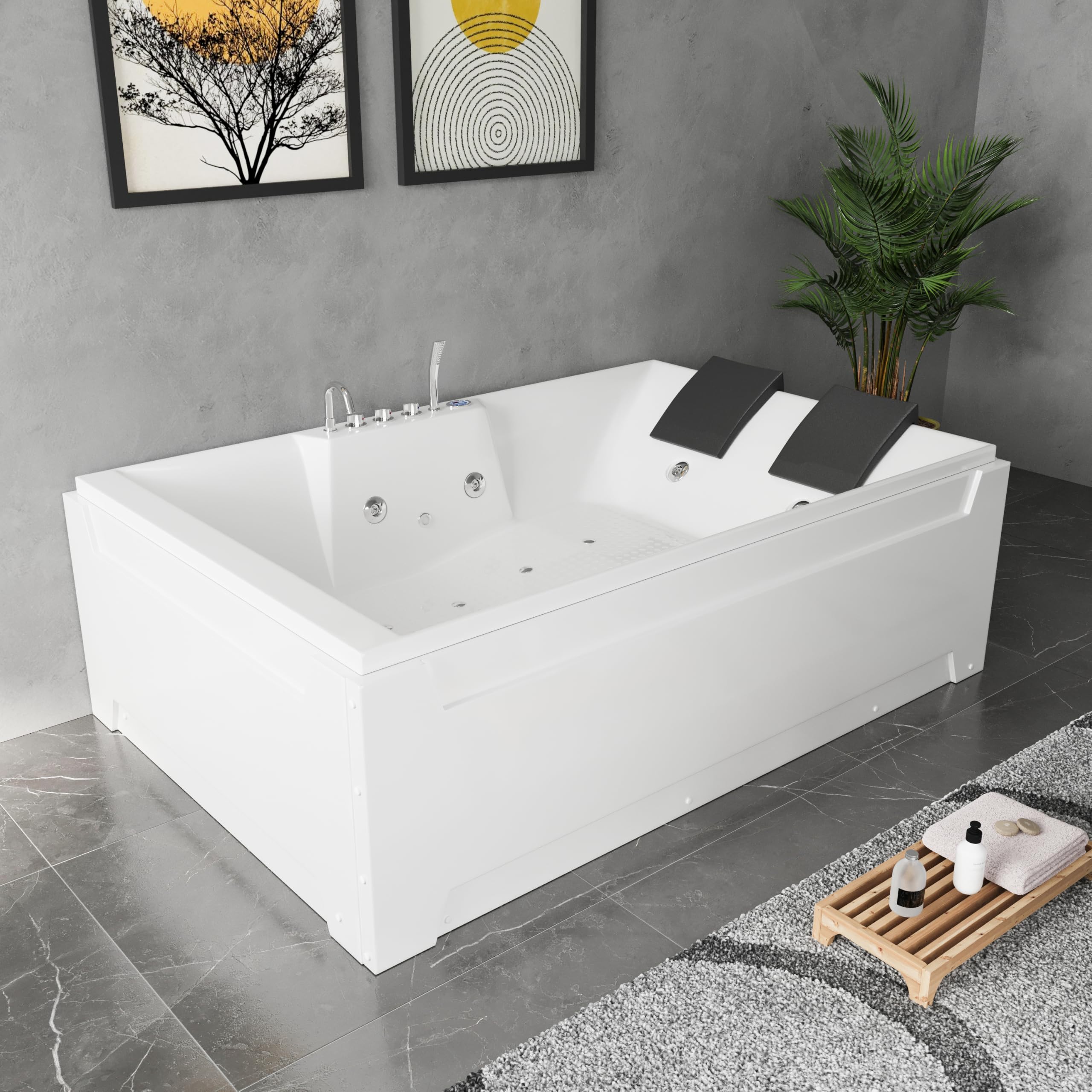 Vasca idromassaggio 185x123 cm da interno con idroterapia e cromoterapia | Imagine Eco