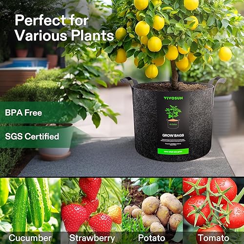 Miniatura 10 de VIVOSUN 1 bolsa de cultivo de 50 galones, maceta de tela con asas para cultivar verduras y plantas