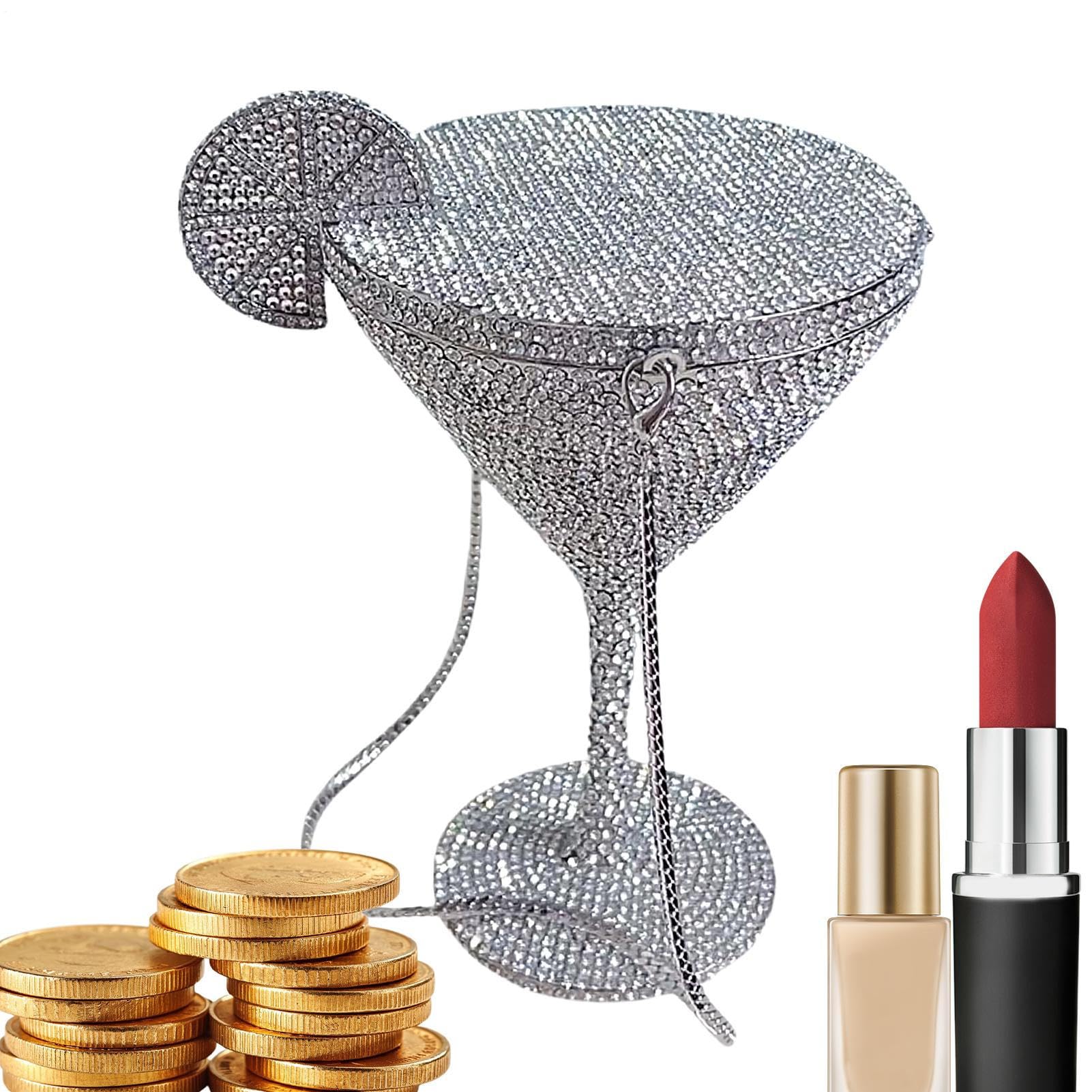 Rhinestone kopertówka - torebka wieczorowa inspirowana kieliszkiem, elegancka torba na imprezę dla kobiet fashionistek i miłośników stylu, kreatywny dodatek na wesele efektowna dekoracja