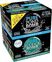 Evolution Aqua Pure Duo Pack Pond Bomb & Sludge Bomb Pond Clear Water Treatment Pond Sludge Remover - Duo Value Pack Offers Complete Natural Pond Water Treatment for Fish Ponds