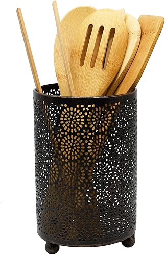 Owlgift Juego de utensilios de cocina de cocina, 6 piezas de utensilios de cocina de bambú natural ecológico juego de espátula con metal de trabajo