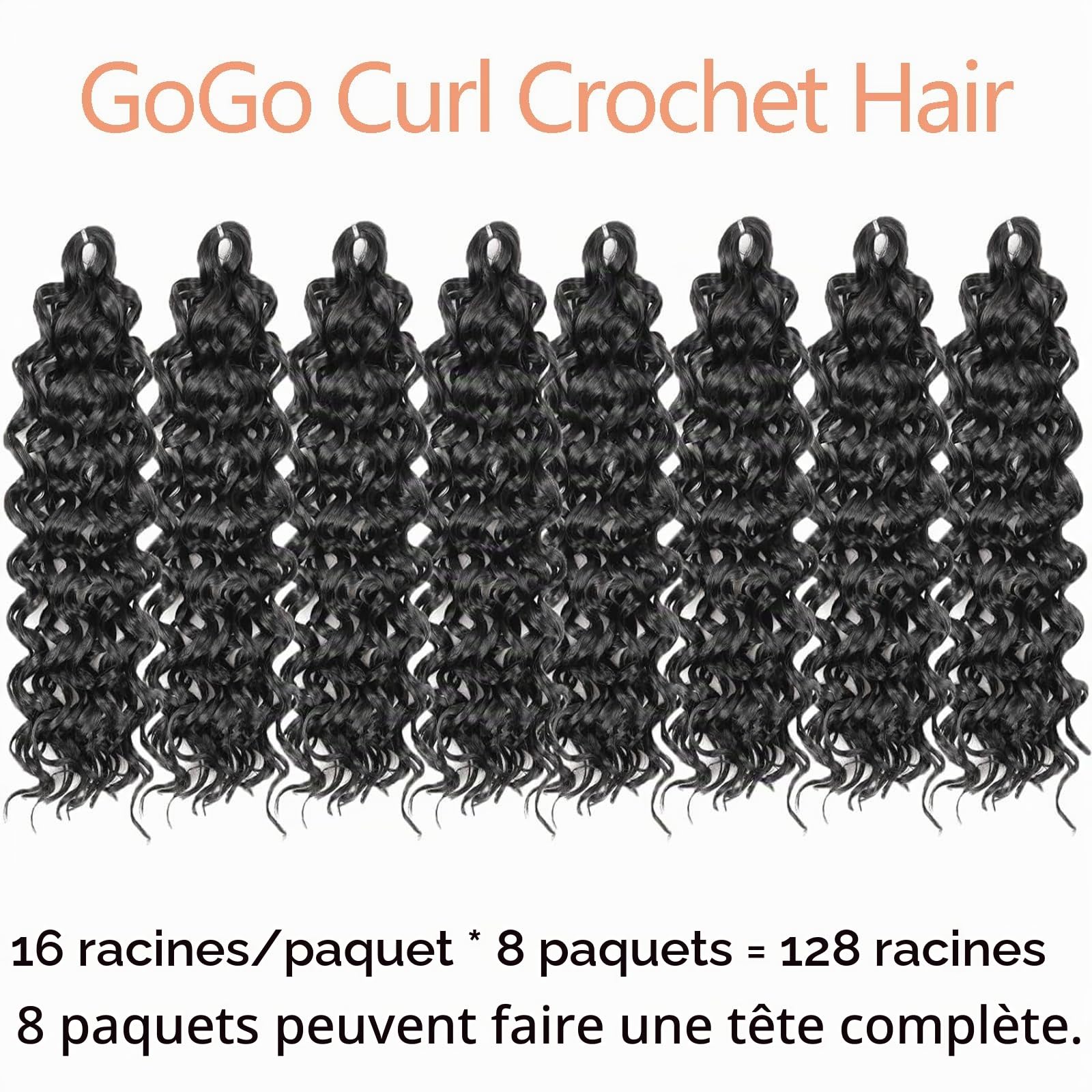 8 Packs GoGo Curl au Crochet cheveux 10 pouces court au Crochet cheveux bouclés pour les femmes Water Wave Beach Curl Deep Twist au Crochet tresses synthétique tresse Extensions de cheveux
