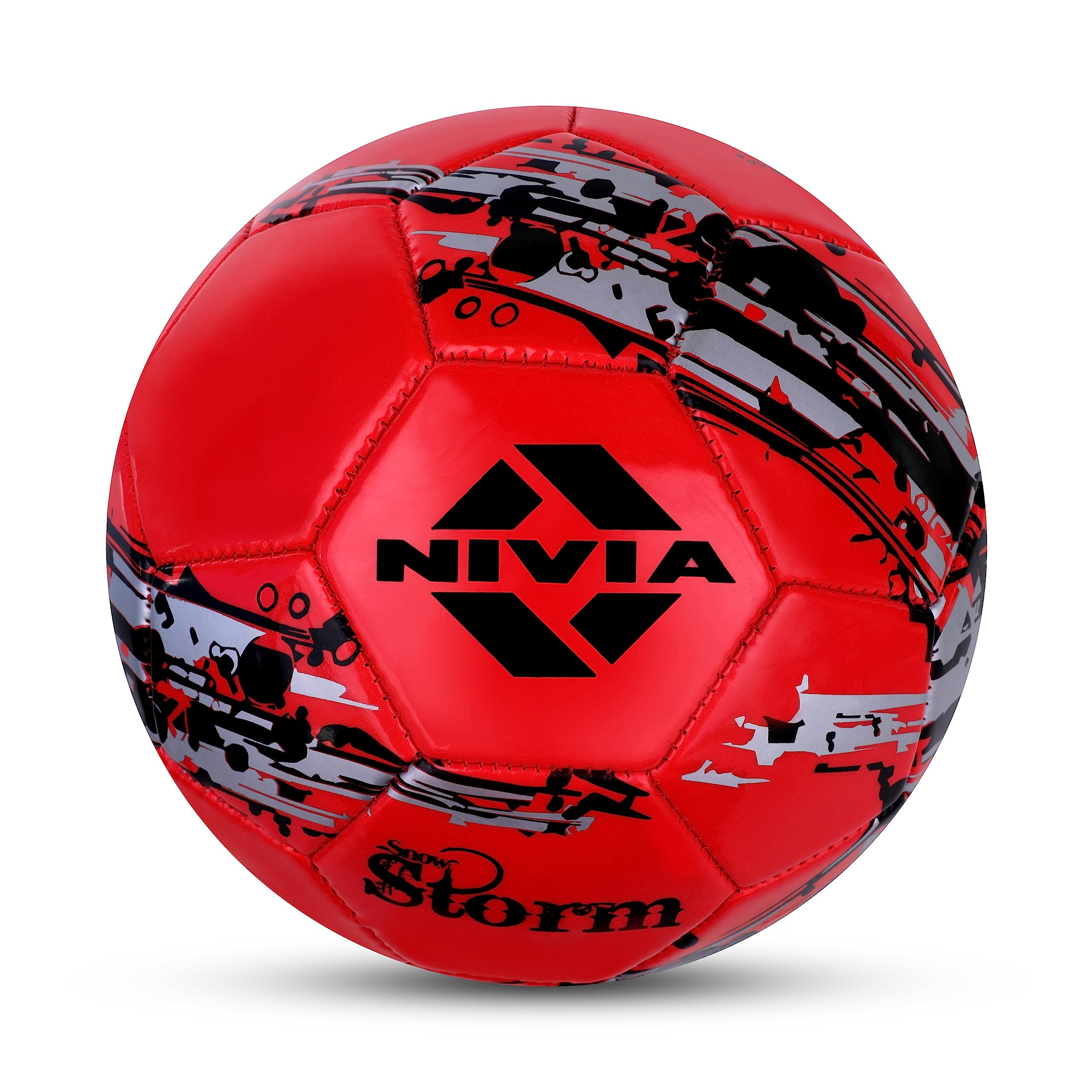 Nivia Snow Storm Machine Stitched Football, Size 5 (Red)