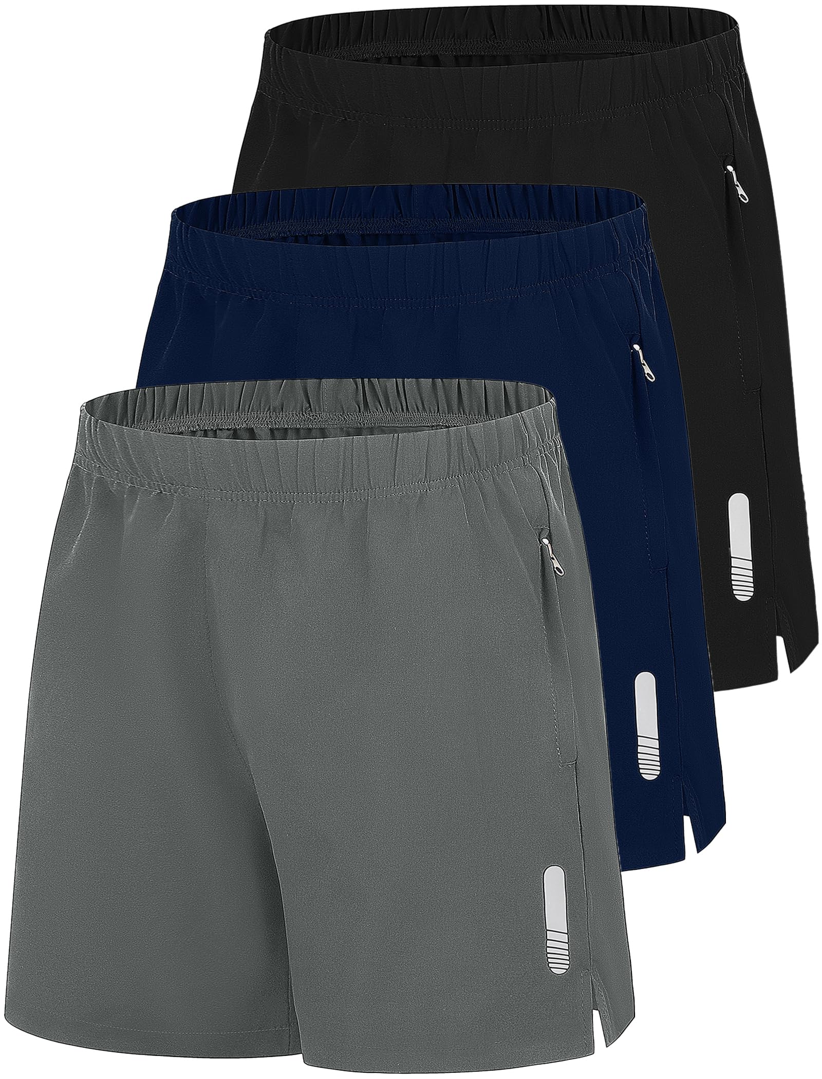EXARUS Pantalones cortos deportivos para niños, para correr, baloncesto, fútbol, compresión, secado rápido | Cintura elástica ligera con bolsillos para niños, paquete múltiple Active 6-14 años