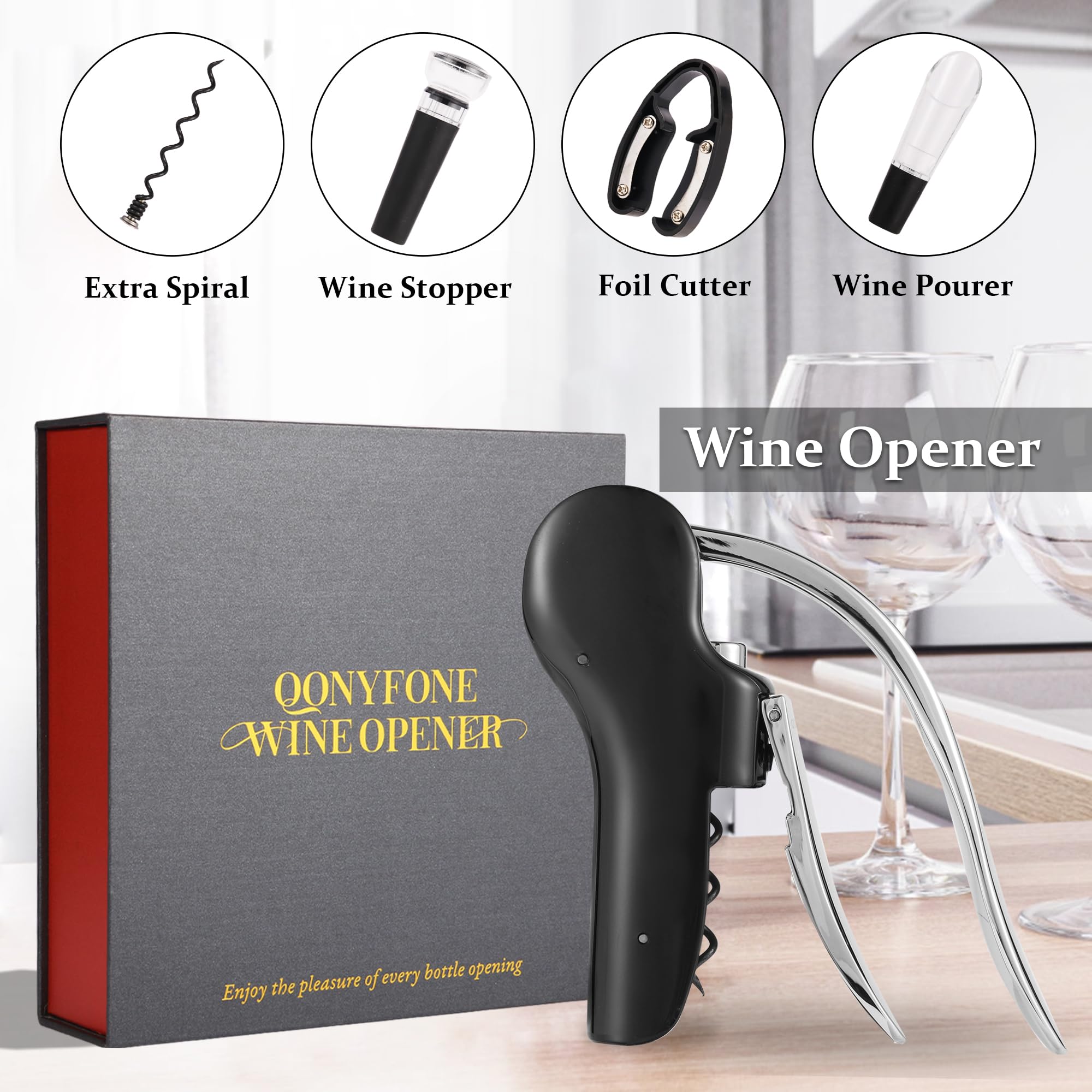 垂直レバー式コルクスクリューワインオープナー 垂直レバー式コルクスクリューワインオープナー Amazon | QONYFONE