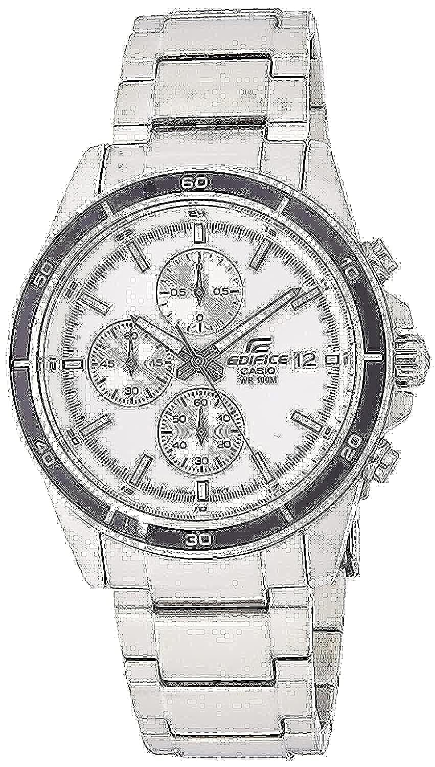 Edifice Men's White Dial Stainless Steel Chronograph Watch