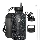 Coolflask 64 oz Insulated Water Bottle with Straw&3 Lids, Half Gallon Insulated Water Jug Galaxy Large Metal Stainless Steel Flask for Gym, Sports and Office, Keep Cold 48H Hot 24H, Starry Night