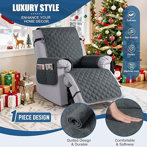 Miniatura 2 de TAOCOCO Fundas reclinables 100% impermeables, fundas de sofá reclinable con correas para las piernas, funda de sofá reclinable reversible para silla