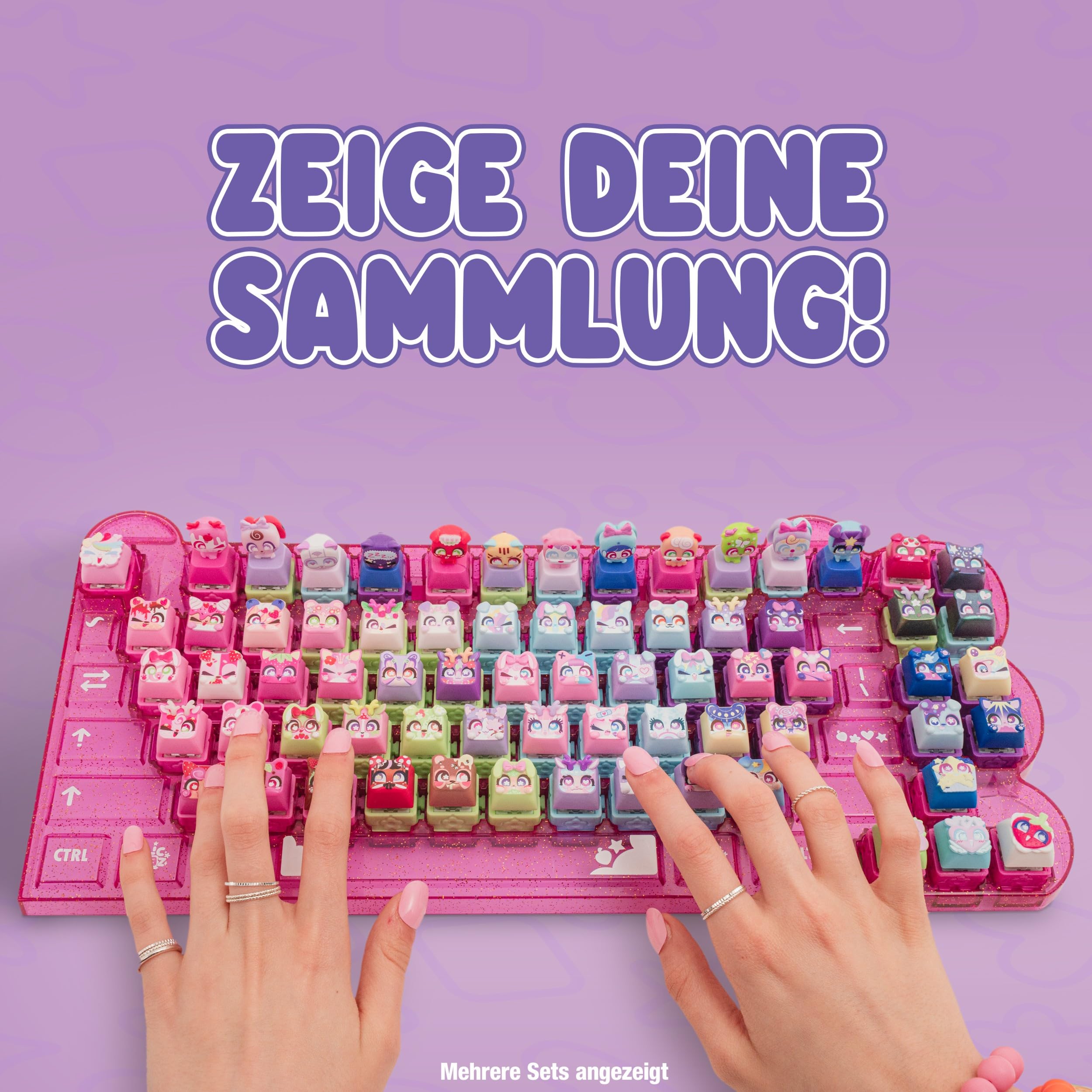 Goliath – CLICKEEZ Keyboard Mega Pack (Series 1) | 1 Tastatur - 15 Tasten Kawaii Clipable Keycaps and 1 Schlüsselanhänger - 70 Charaktere zum Sammeln - Geschenkidee Ab 6 Jahre