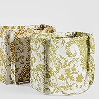 Vista 3 de HPD Half Price Drapes Bolsas de compras reutilizables para comestibles, paquete de 2 bolsas de algodón ligeras PRCT-GB81606-ST, verde Edina/mostaza