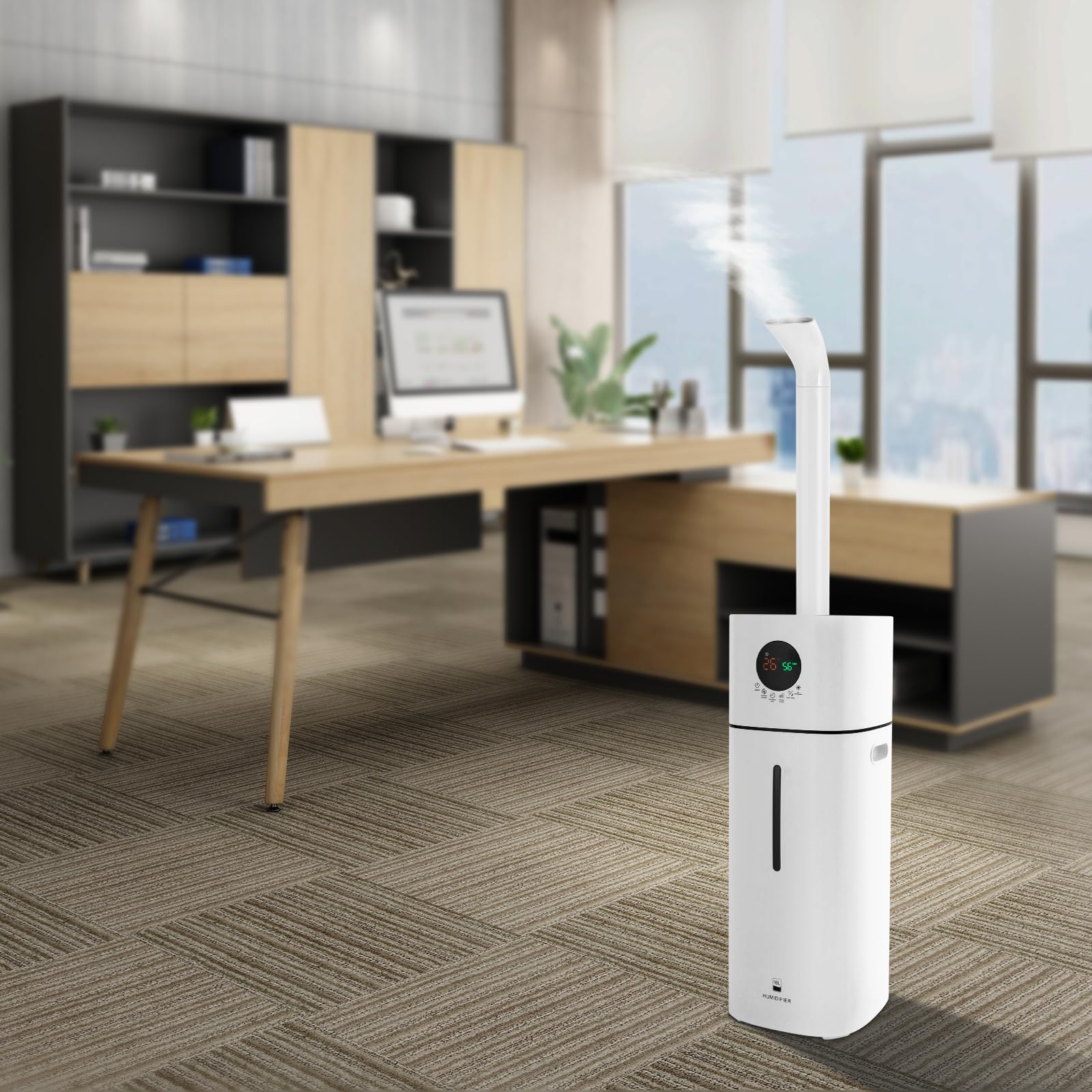 Umidificatore, grande serbatoio dell'acqua da 16 litri, regolazione dell'umidità a tre livelli, umidificatore bianco, adatto per bagno, camera da letto, soggiorno e uffici