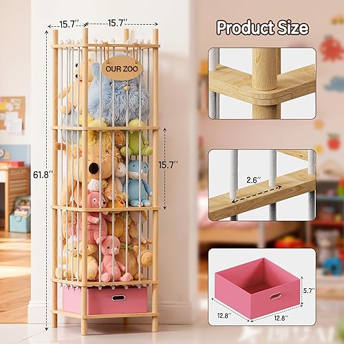 Miniatura 2 de Brelley Organizador de almacenamiento de juguetes de madera con cajón, baúl grande de juguetes para niños, cuarto de bebé, sala de juegos, dormitorio