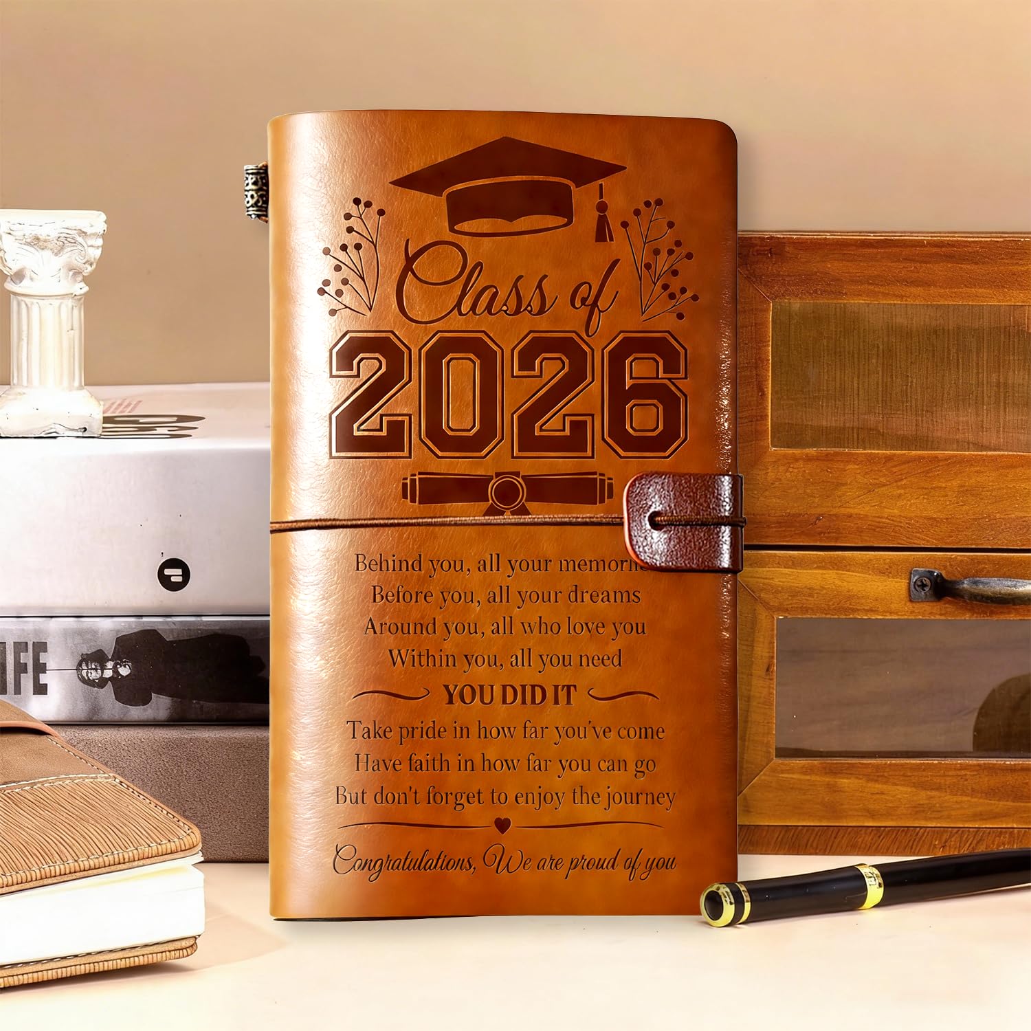 Class of 2026 Graduation Gifts Leather Journal, 2026 Graduation Gift for Her Him 140 Page Refillable Journal Presents, High School College Grad Gifts Ideas for Women Men Graduates