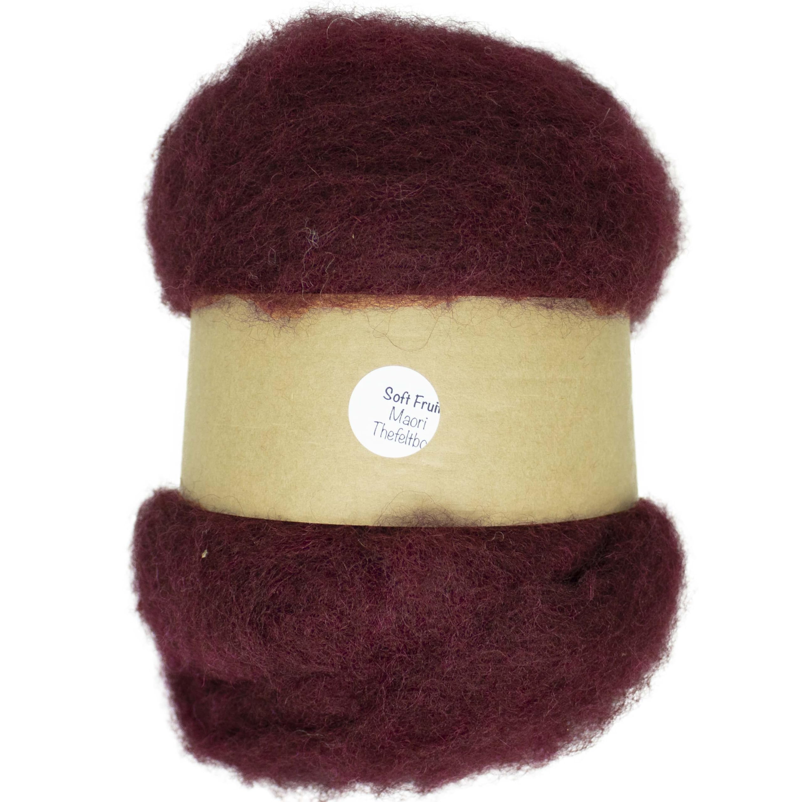 Needle Felting Wool 100g - Carded Batt for Needle & Wet Felting, Core & Finish - Maori DHG - Soft Fruit