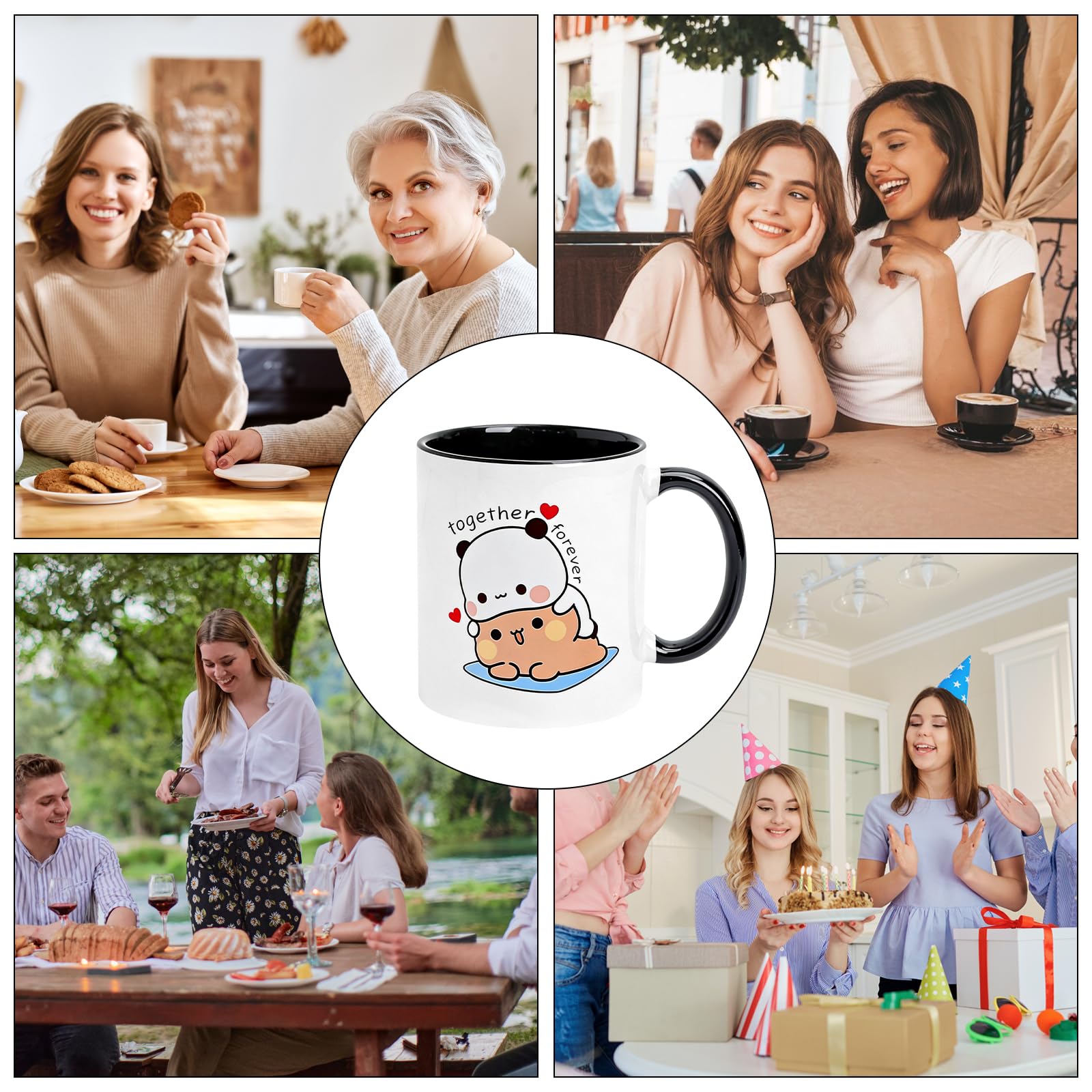 Kubek estetyczny dla Bubu Dudu 330 ml, ceramiczny kubek dla Dudu Bubu, uroczy kubek na herbatę i kawę, niedźwiedź i panda, zabawne kubki, zabawne kubki kawowe jako najlepszy prezent