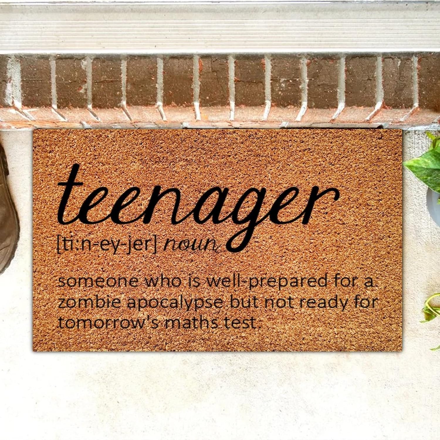 Teenager Definition Dictionary Word Meaning Natural Coir Door Mat Non-Slip for Floor Entrance Indoor Outdoor Home Decor 16x24 Inch Rectangular Welcome Doormat Entry Coir Mat Rug