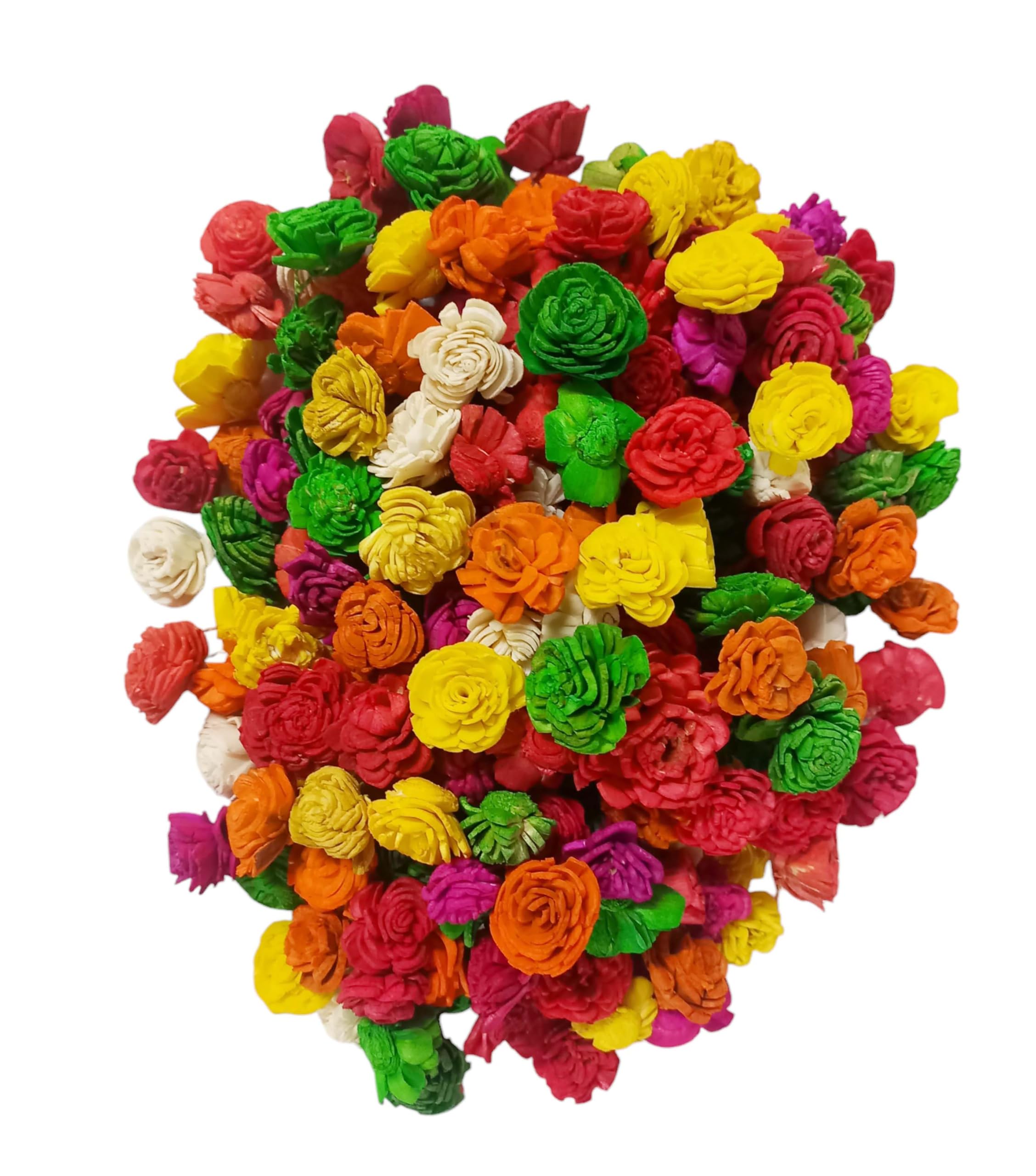 VARDHMAN Multicolored Mini Dry Sola Flower for Tiara, Bridal & Baby Shower, Clips, Headbands, Cake Decoration – Stem Less- 90 pcs– Size 2 cm-image-29