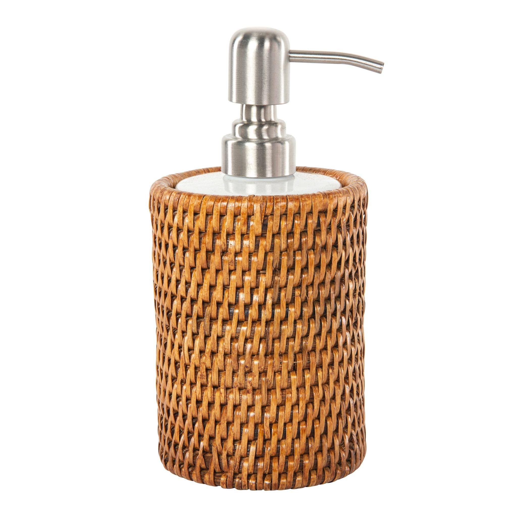 La Jolla Rattan Liquid Soap Dispenser (12 fl.oz.), Honey-Brown
