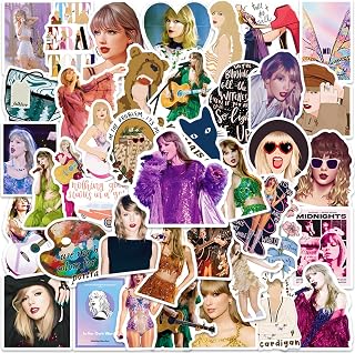 Taylor Singer Swift Stickers 50 Pcs, Folklore Midnights Music Vinyl Merch Waterproof Sticker Pack for Laptop, Water Bottle, Phone, Guitar, Gift