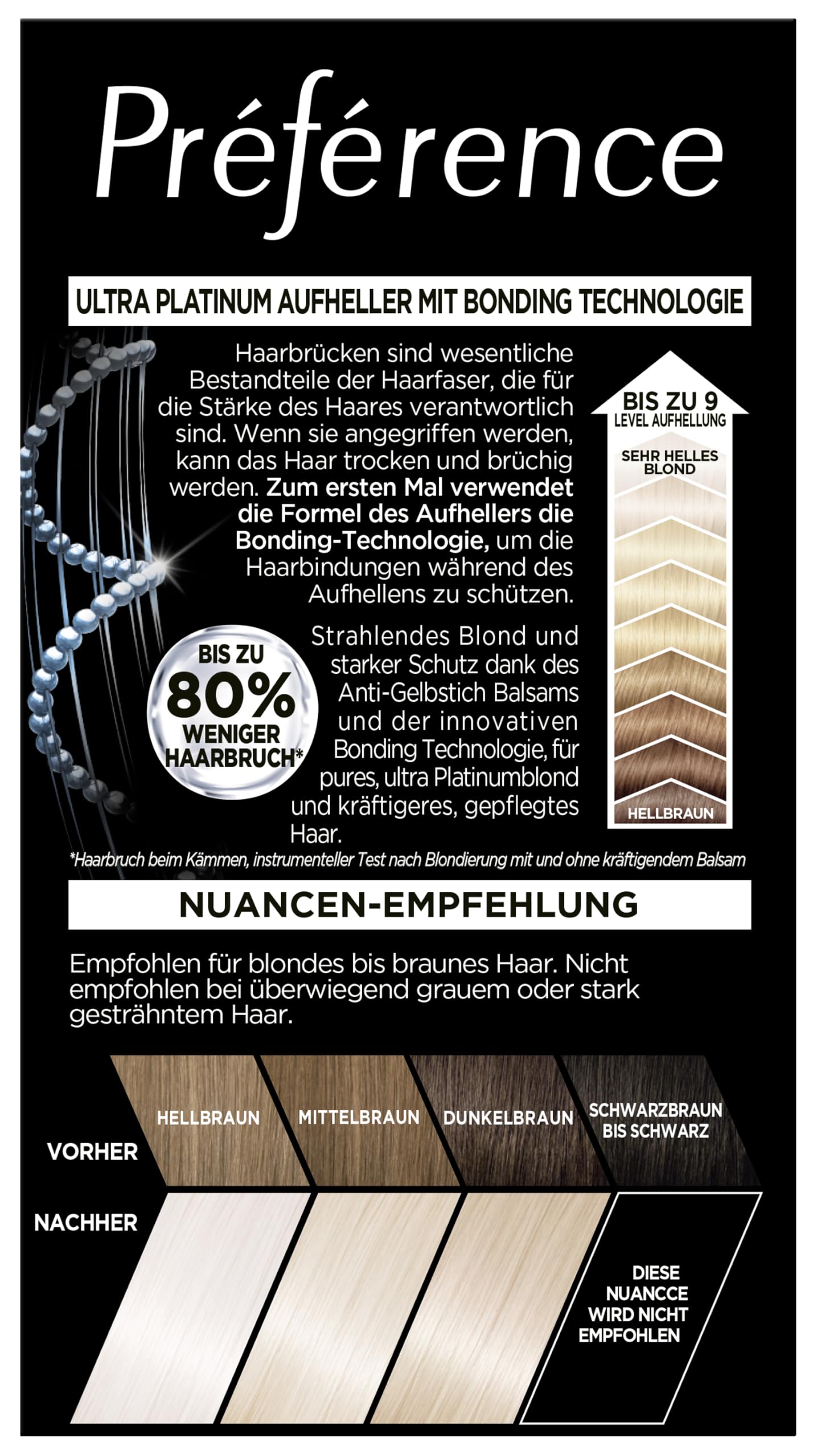 L'Oréal Paris Extrem Aufheller für platin-blondes Haar, Mit Anti-Gelbstich und Anti-Haarbruch Technologie, Permanente Haarfarbe, Préférence Le Blonding, 9L Helles Platinblond, Multipack
