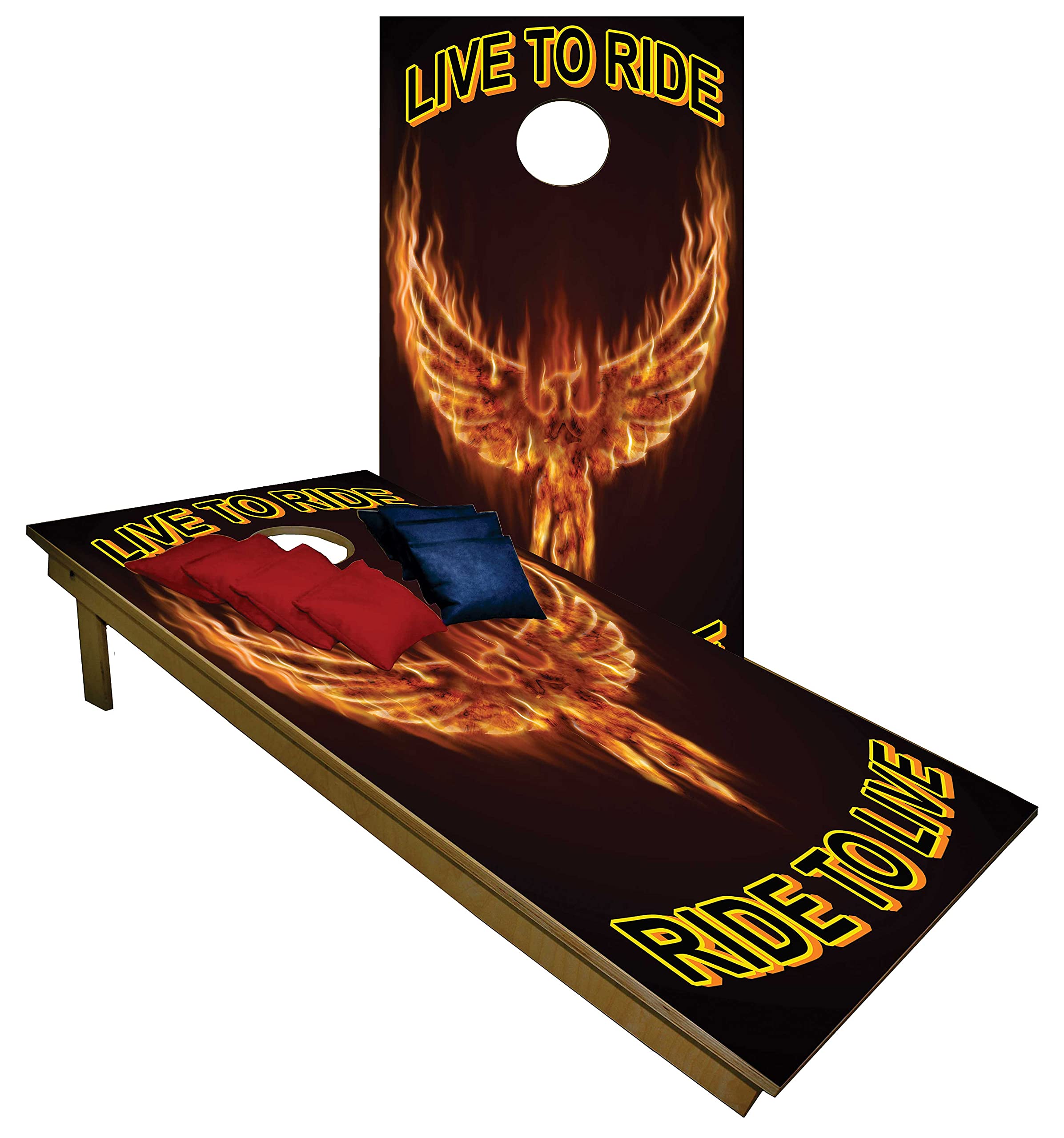 Premium Cornhole Set - Harley Biker Fans Eagle Tailgate Cornhole Boards w Set of 8 Cornhole Bags! 404