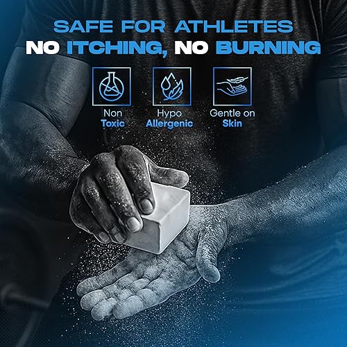 Miniatura 7 de Gibson Athletic - Bloque de tiza en polvo de gimnasia de Taiwán, paquete de 8 bloques de tiza, carbonato de magnesio, levantamiento de pesas, tiza