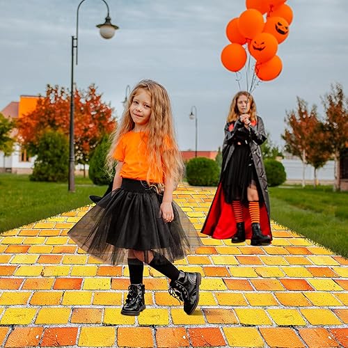 Miniatura 6 de Tiamon 3 manteles de ladrillo amarillo, decoración de fiesta de mago, telón de fondo de pared de piedra medieval, cubierta de mesa de plástico