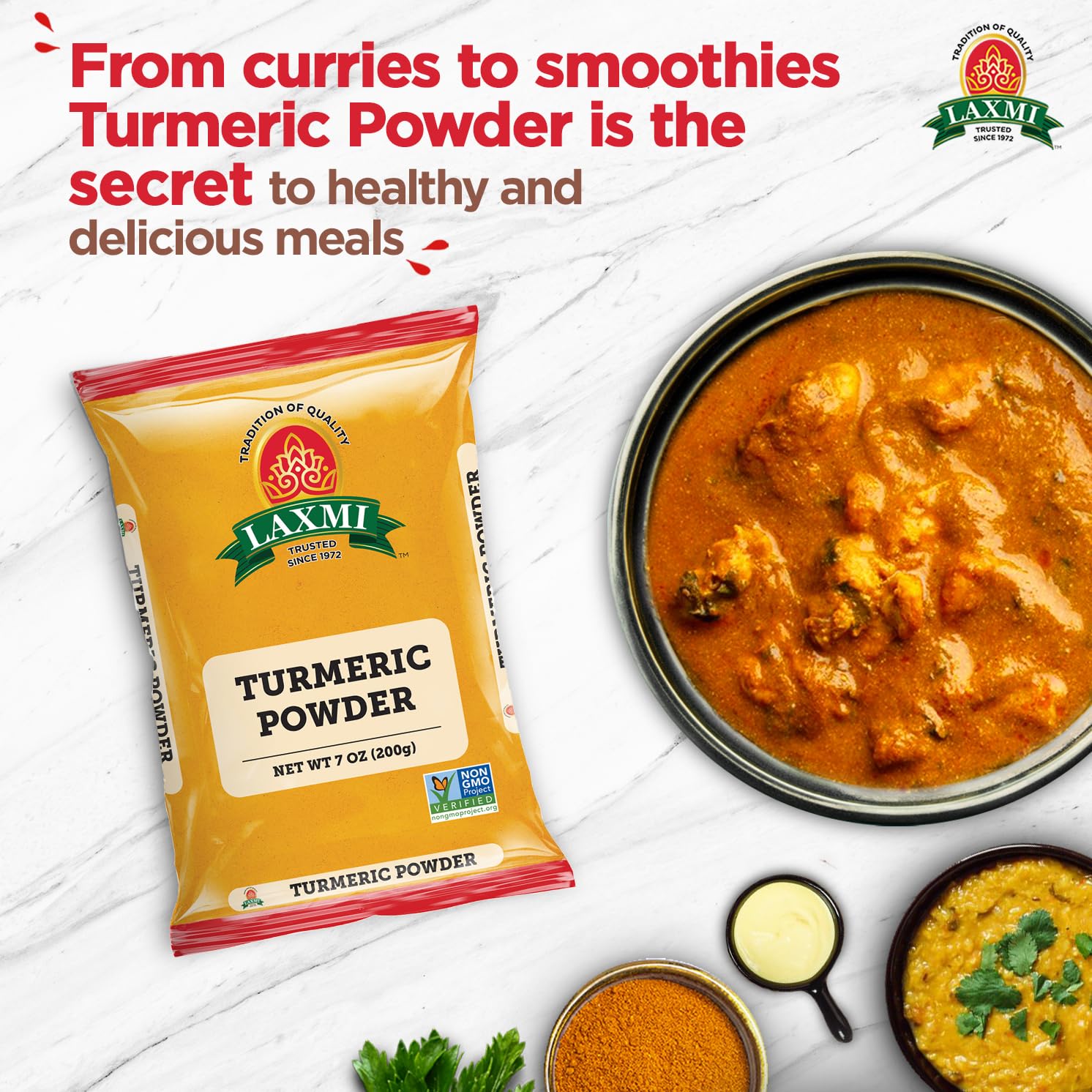 Laxmi Turmeric Powder - 7oz (200g) | Nutrient-Rich Natural Turmeric Powder | Non-GMO certified |Guaranteed Quality and Taste image 3