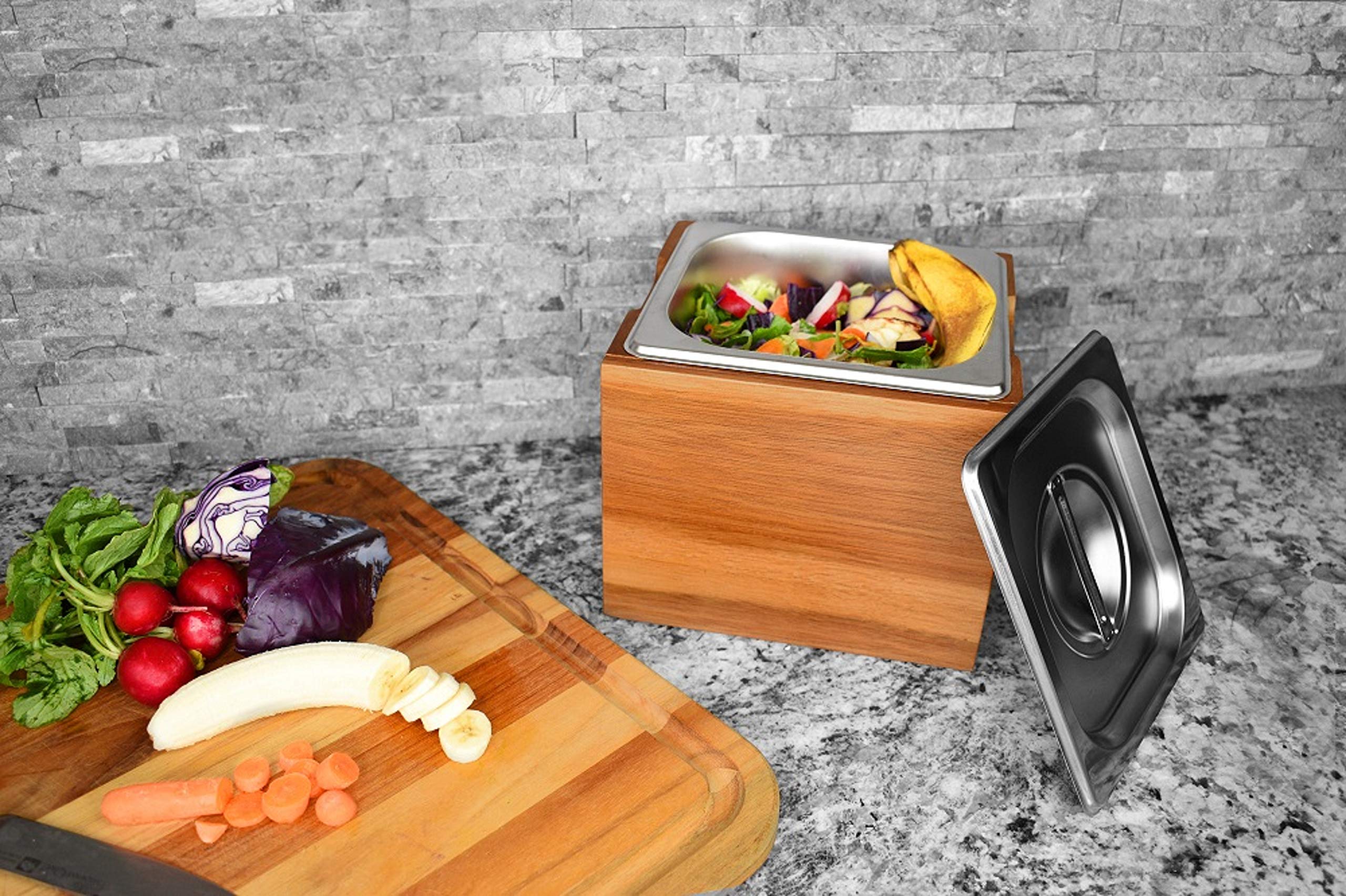 BelleMark Kitchen Compost Bin Smell Proof, Rust Proof Stainless Steel