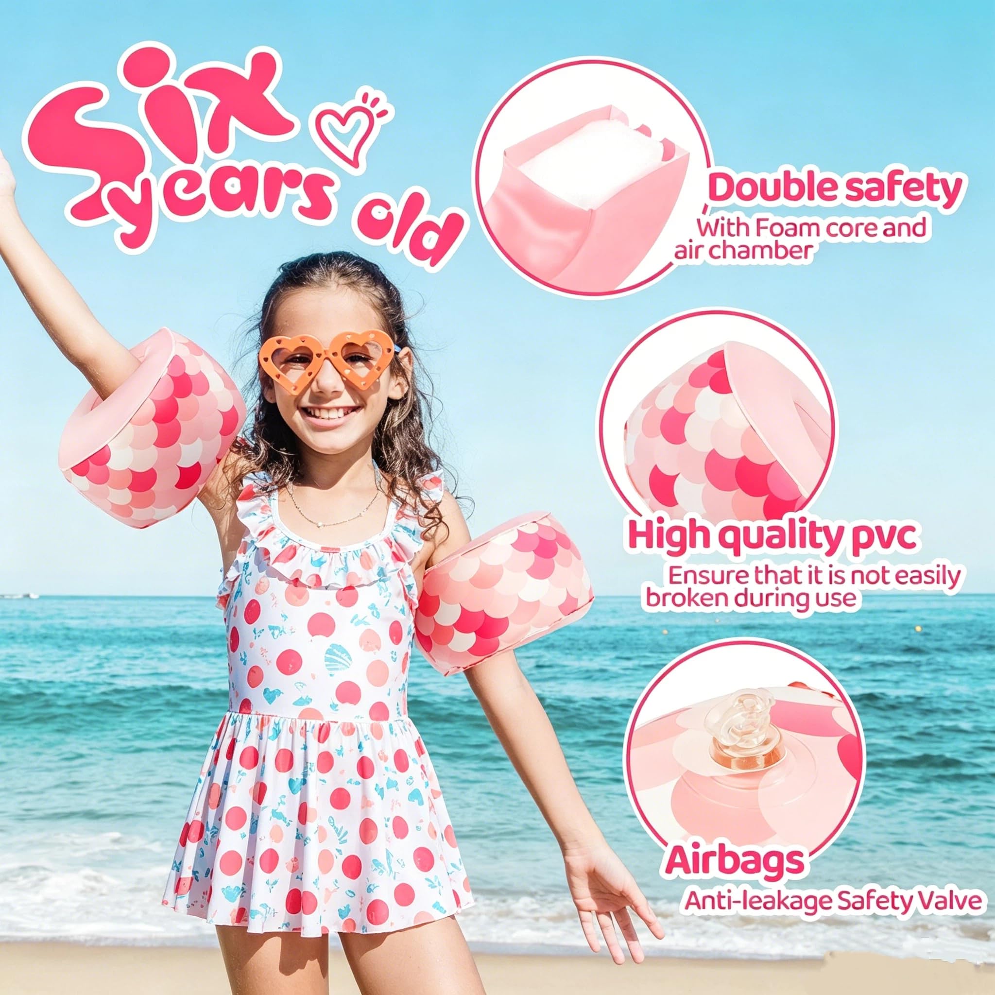 Braccioli Bambini 1-6 anni, AivaToba Braccioli Gonfiabili Mare con Airbag Indipendenti