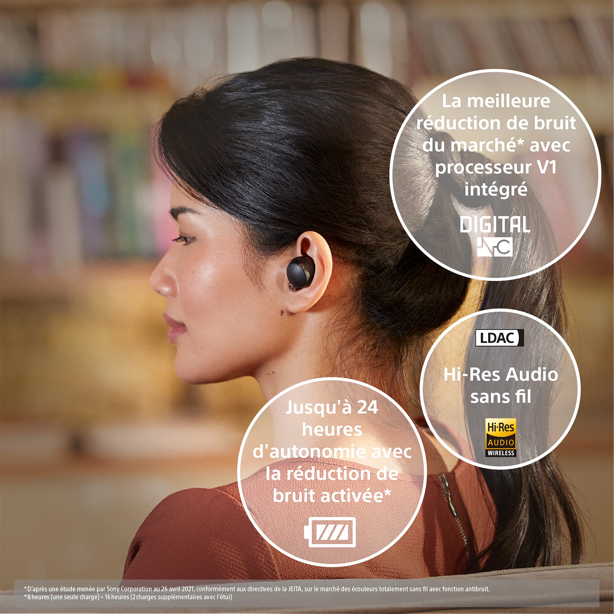 Sony WF-1000XM4 Ecouteurs Bluetooth à Réduction de Bruit - Jusqu'à 24 Heures d'Autonomie avec le Boîtier de Charge - Connexion Bluetooth multipoint - Alexa et l'Assistant Google Intégrés - Argent