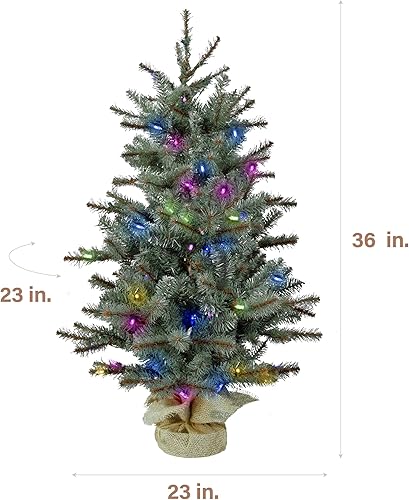 Miniatura 4 de Fraser Hill Farm Árbol de porche de 3 pies con luces LED multicolor Luces LED multicolor,Luces LED de color blanco cálido