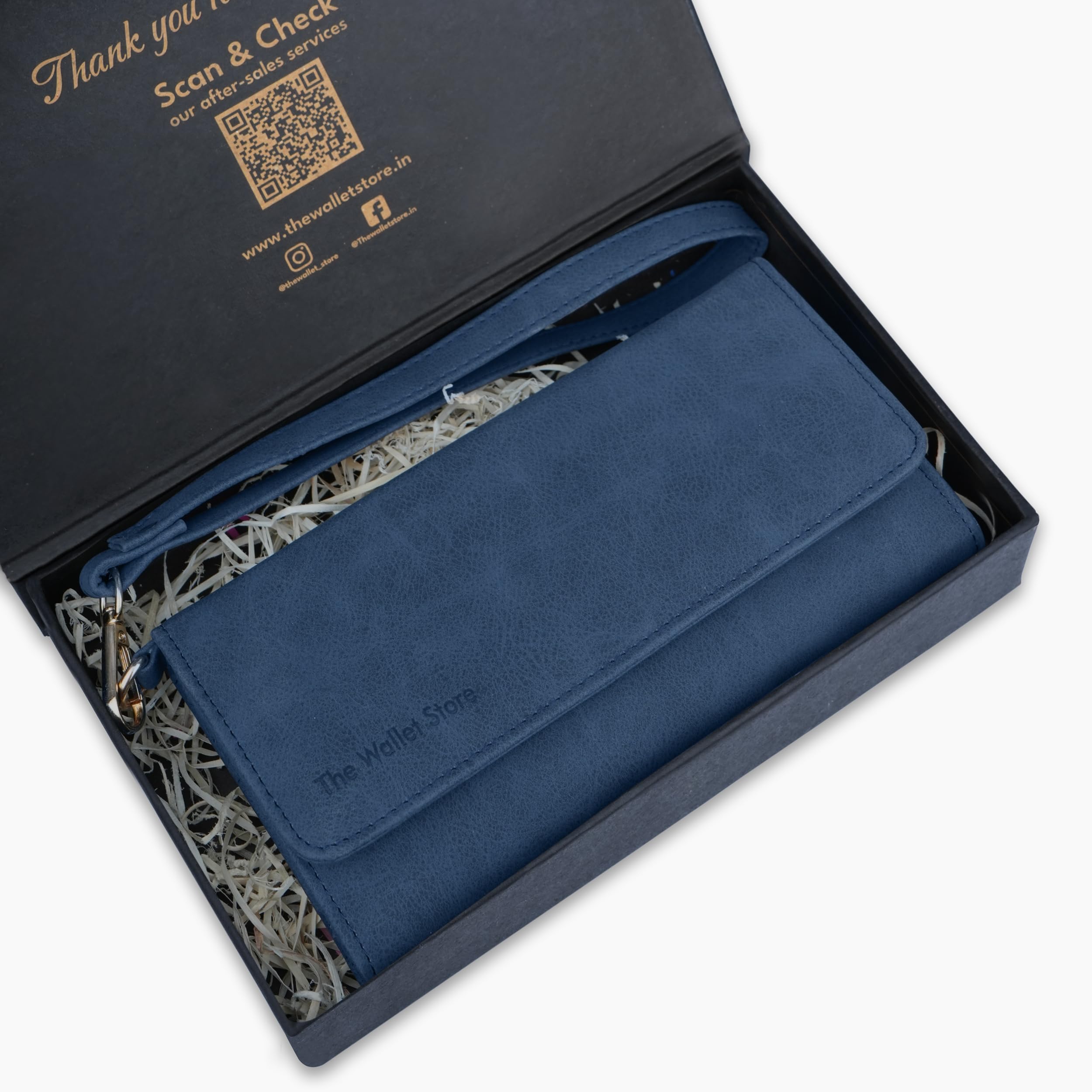 The Wallet Store Suede Leather Clutch For Women - Blue